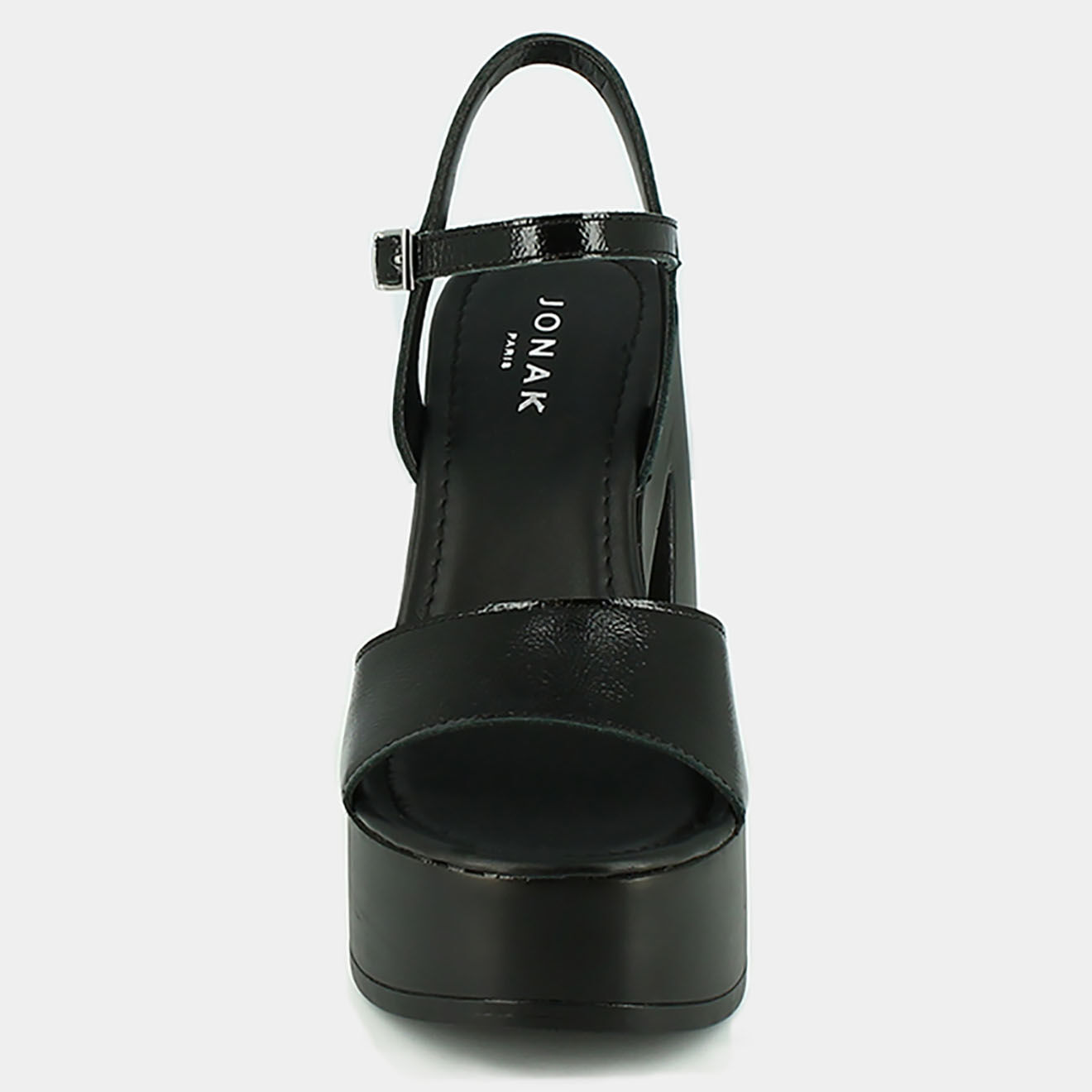 Jonak Sandales en Cuir verni Philippine noires - Talon 12.5 cm