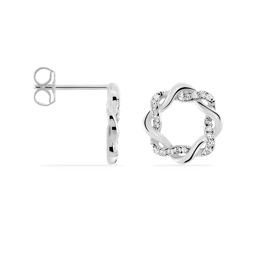 Boucles D'oreilles Pendantes Calandra Argent Blanc Oxyde De Zirconium