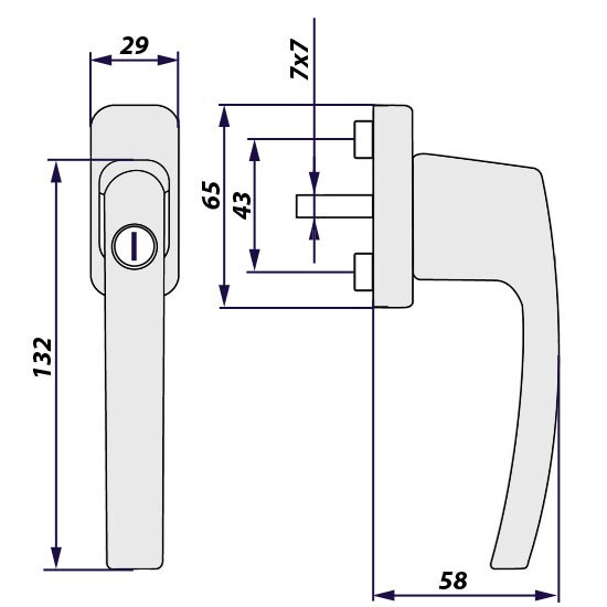 tectake® 8 Fenstergriffe, zu und gekippt abschließbar, für 7 mm Vierkantrahmen, inklusive 2 Schlüssel pro Griff