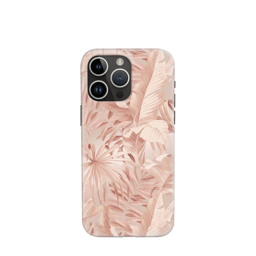 iPhone 14 Pro Max Hybrid (Kunststoff / Gummi) Hülle Palmenglück - Rosegold