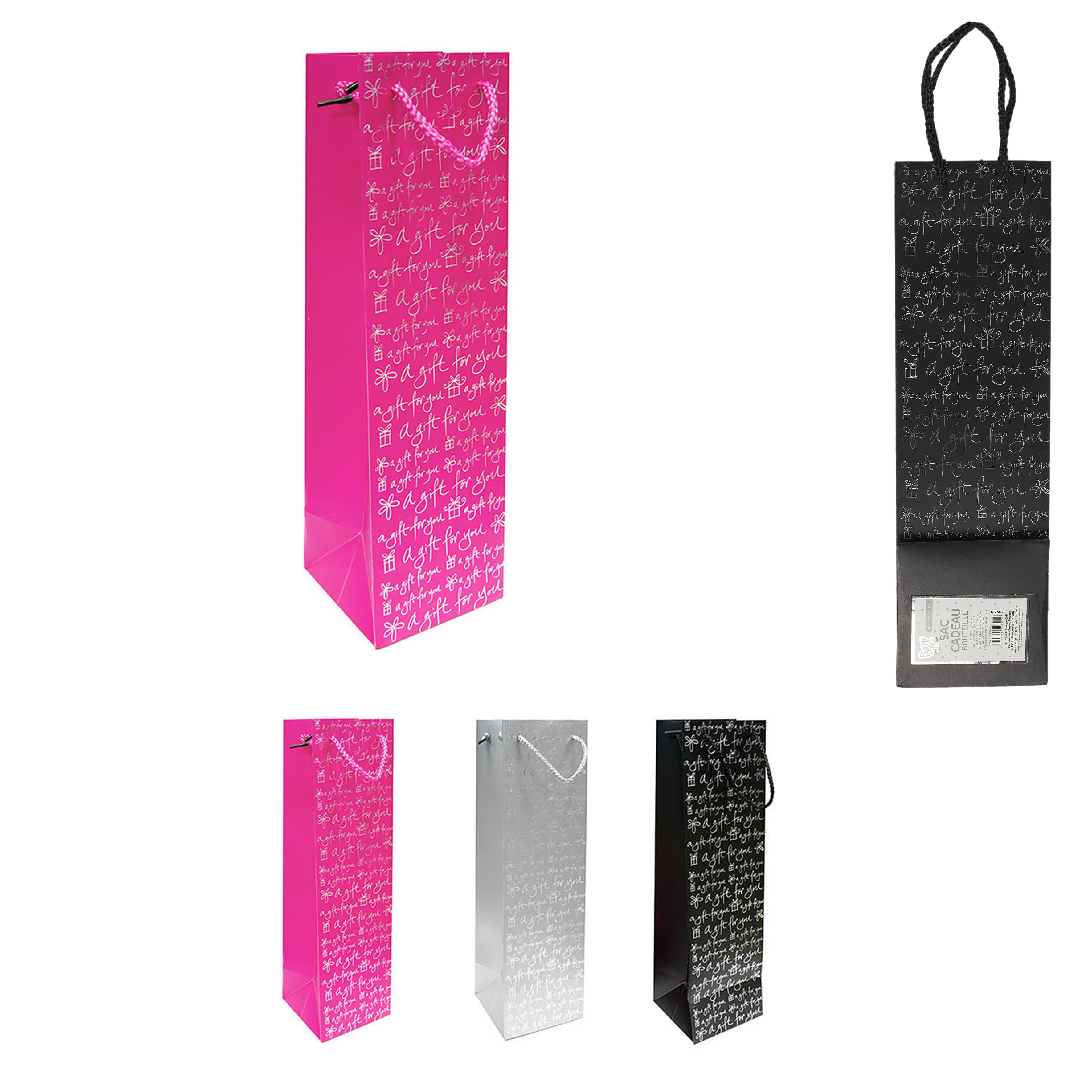 SAC CADEAU BOUTEILLE MOTIF ARGENT PAPIER