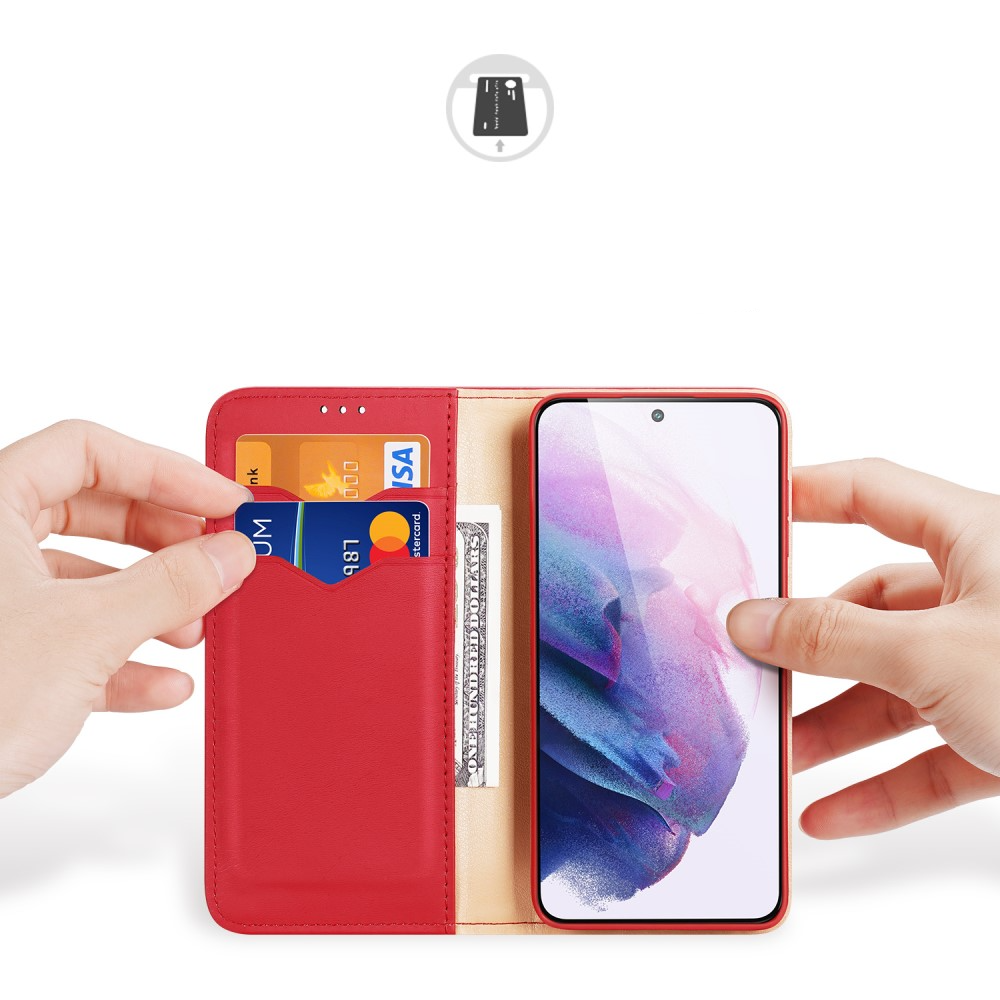 Samsung Galaxy S22 5G Flip Wallet Cover Echtleder Tasche (RFID Schutz) - Rot