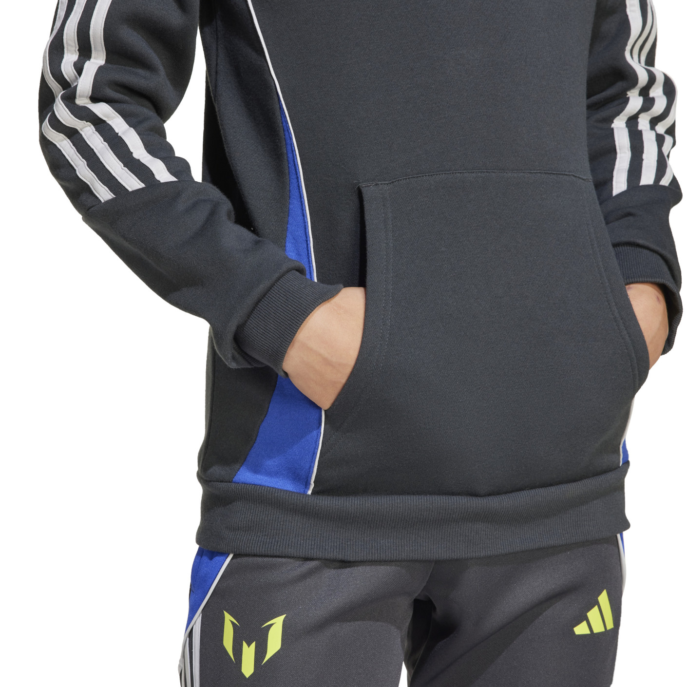 Adidas Messi Hoodie Kids Donkergrijs Neongeel Blauw