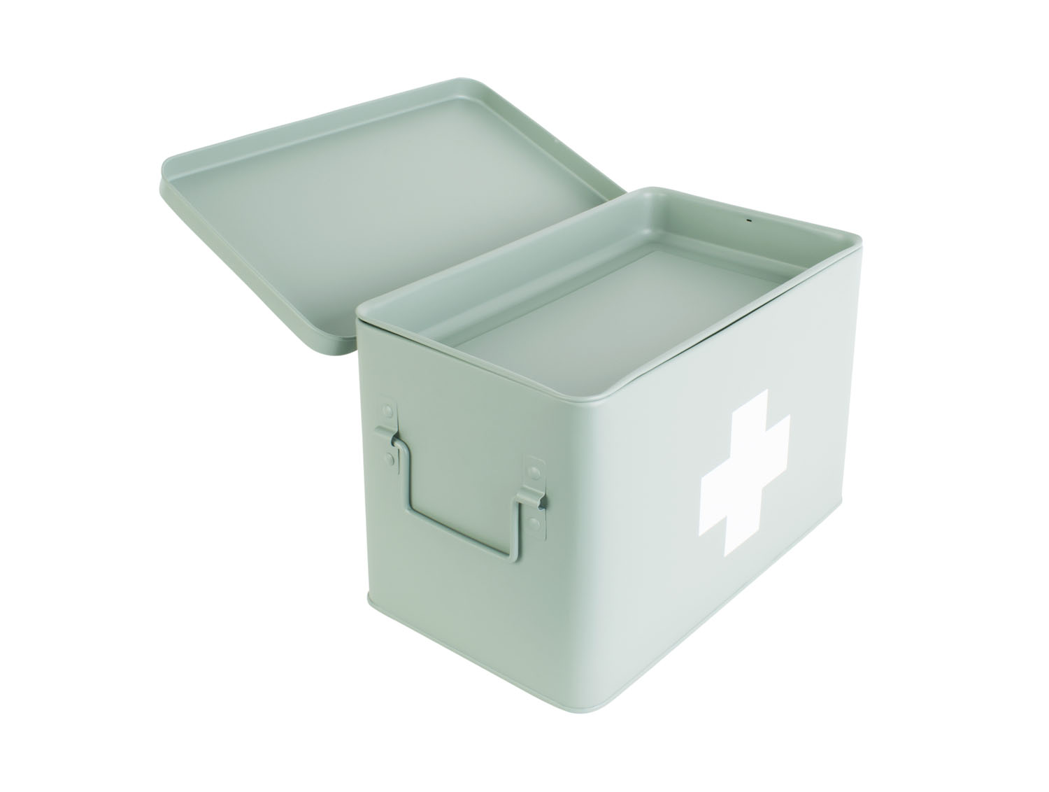 Medicine storage box large metal matt grayed jade