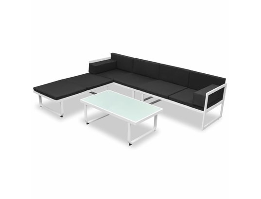 VIDAXL - Salon extérieur Salon de jardin 4 pcs et coussins aluminium noir