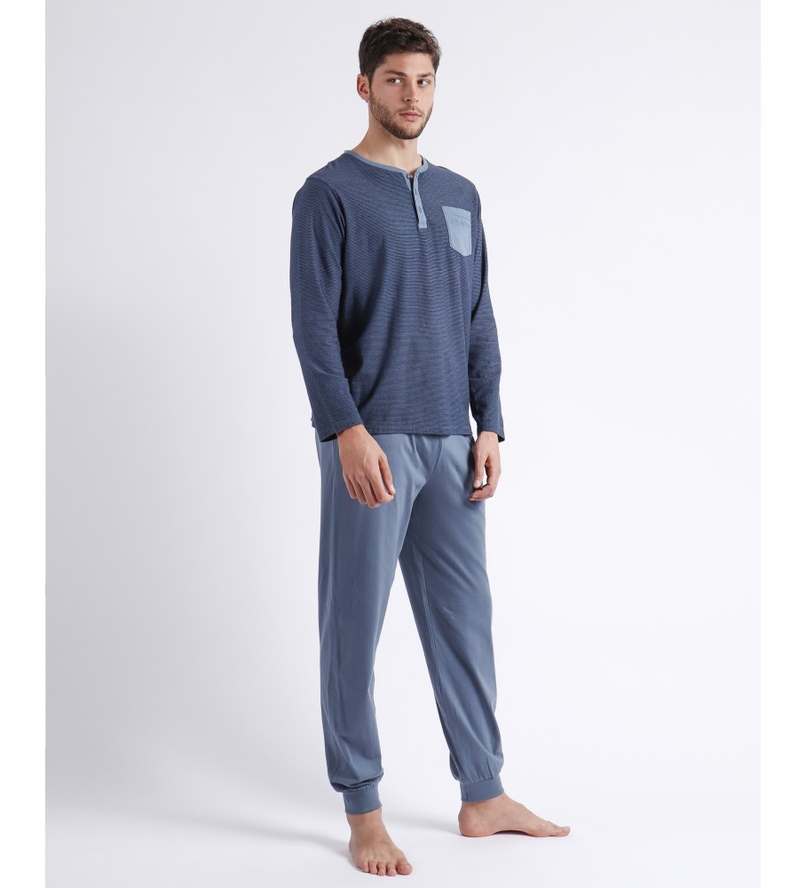 Pijama de manga comprida Antonio Miro azul celeste