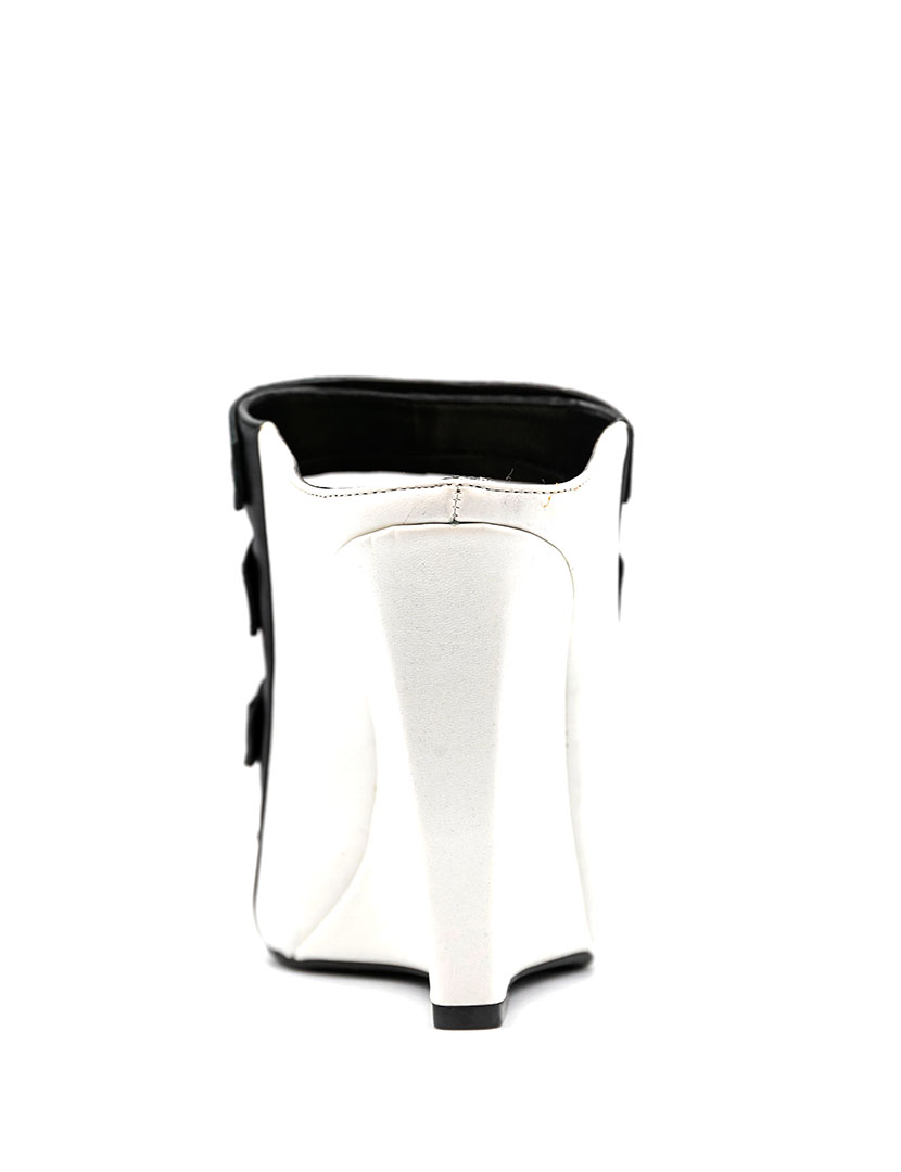 Marah Black and White Wedge Sandals