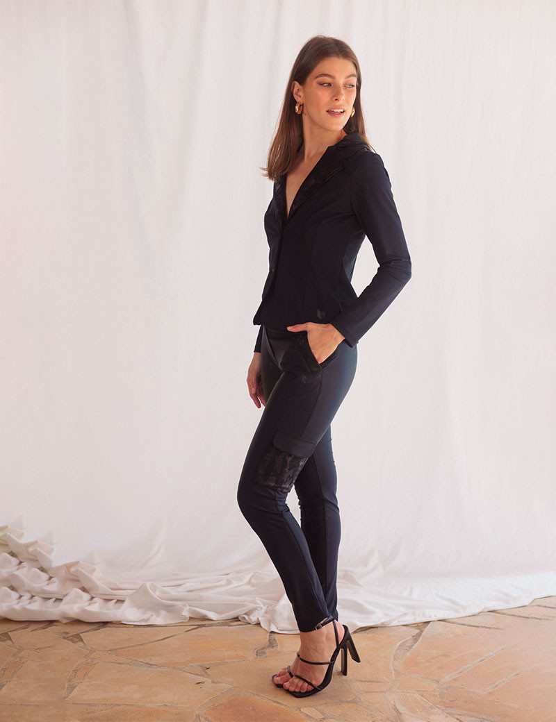 HBT ARMY SATIN | CHRISTINA CARGO PANTALON NOIR
