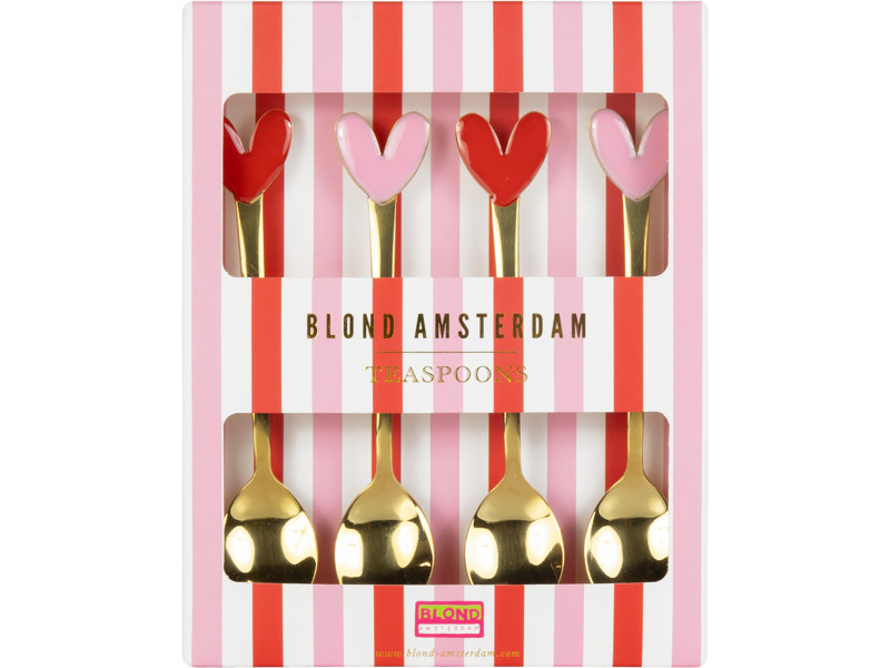 Theelepel set van 4 Even Bijkletsen Hartjes