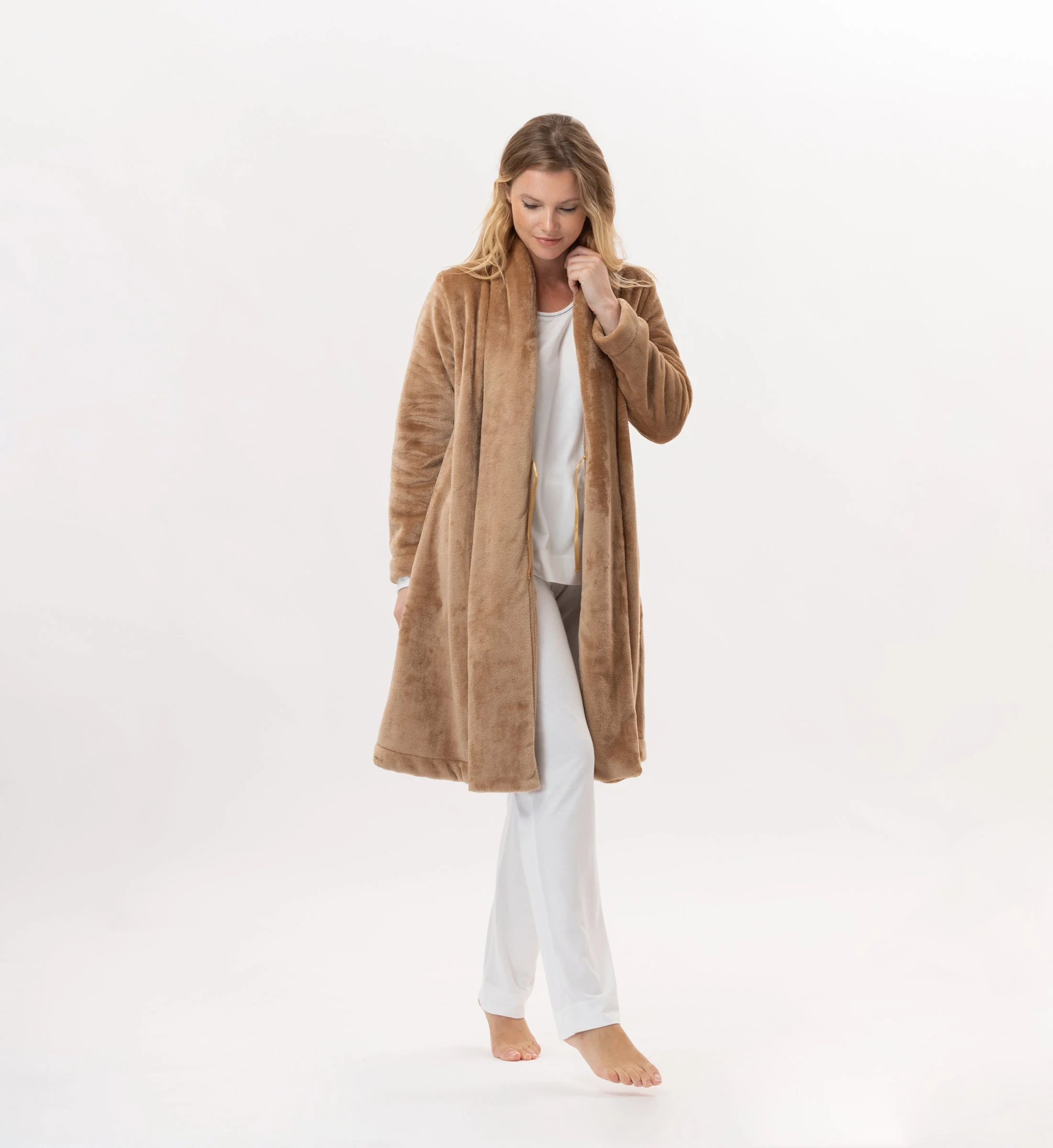 ESSENTIEL 855 - Robe de chambre en peluche flanelle | Marron