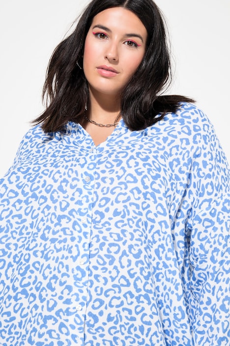 Bluse, oversized, Musselin, Color-Leo