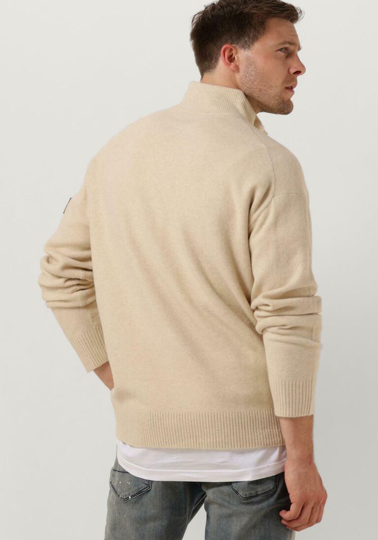 CALVIN KLEIN beige calvin klein trui lycra blend button quarter zip