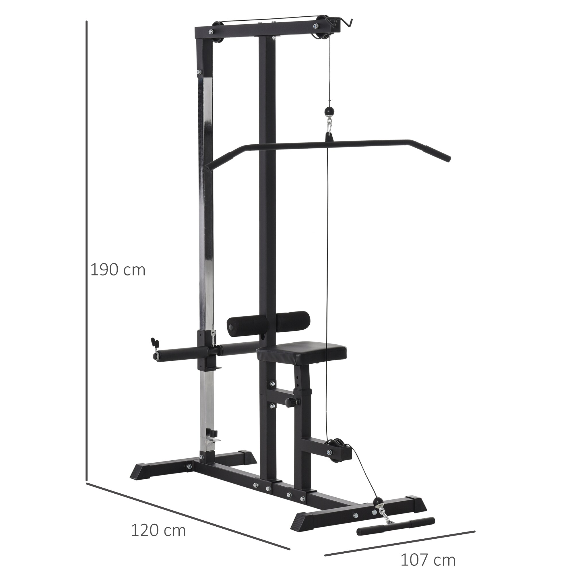 HOMCOM Kraftstation Ideales Training für verschiedene Muskelgruppen, 3 Höhenpositionen Schwarz 107 x 120 x 190 cm (BxTxH)