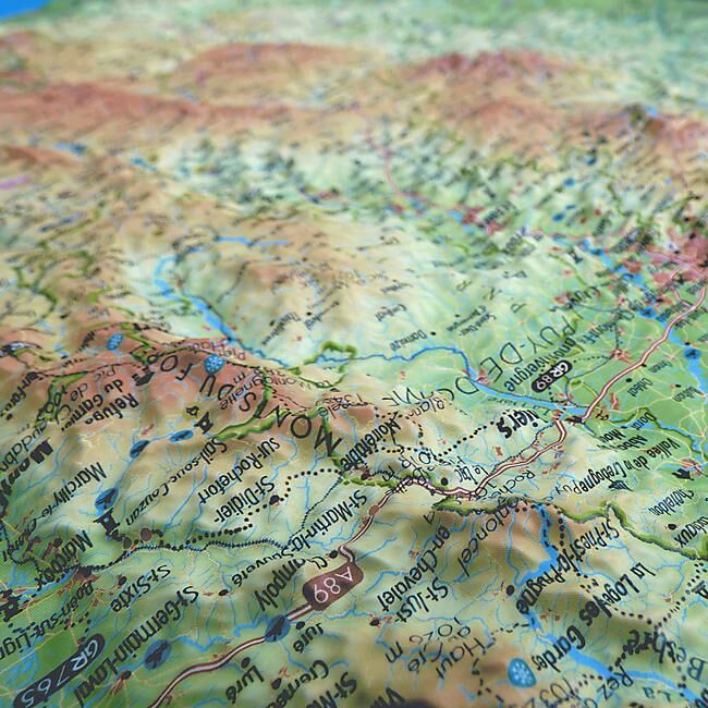 3D MAP - RELIEF MASSIF CENTRAL 61X41