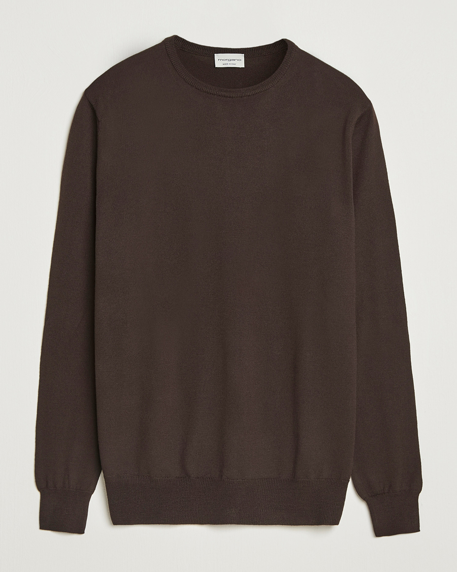 Morgano Extra Fine Merino Wool Crewneck Dark Brown