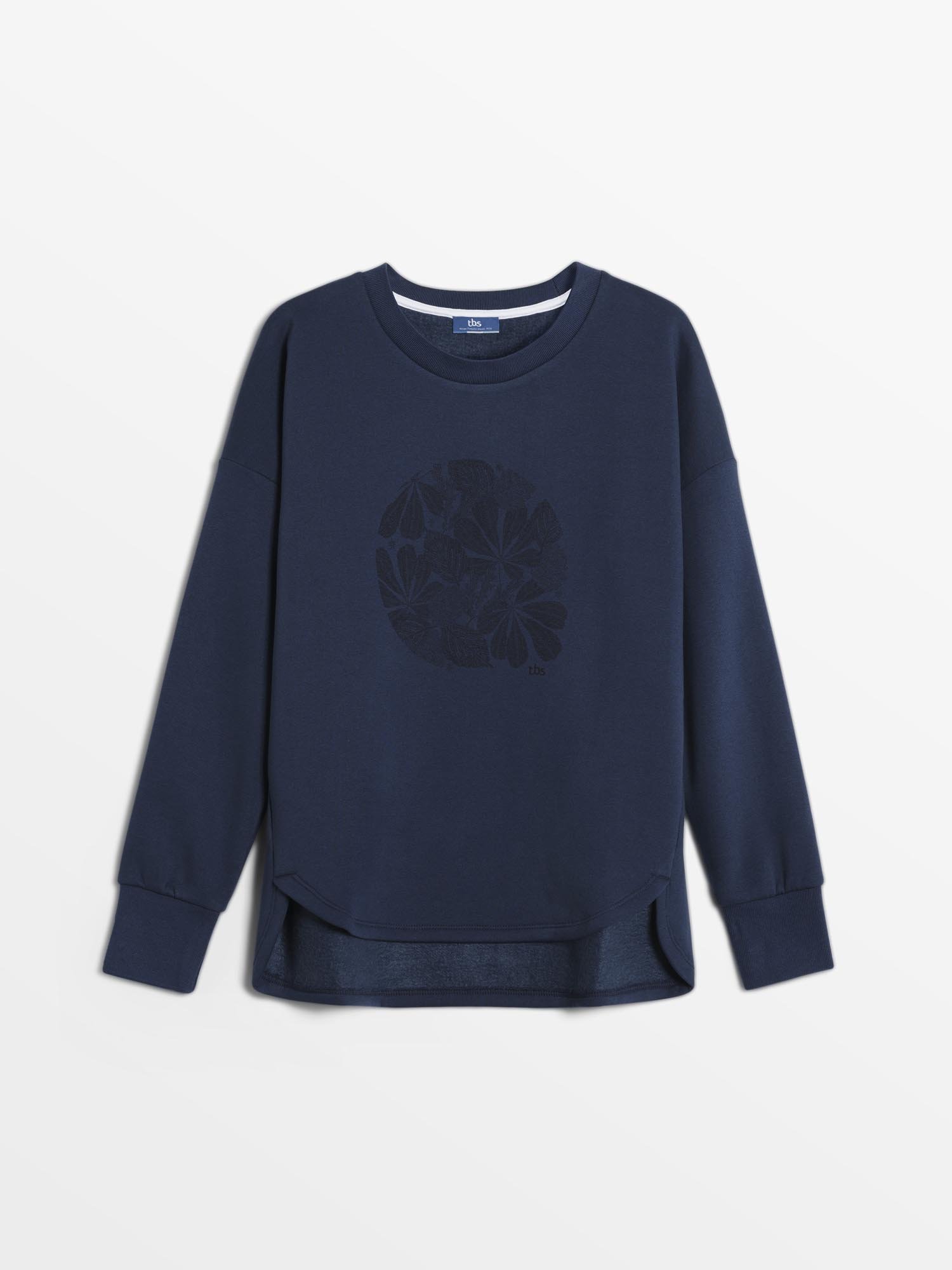 Sweat Molleton Femme A Motif Bleu