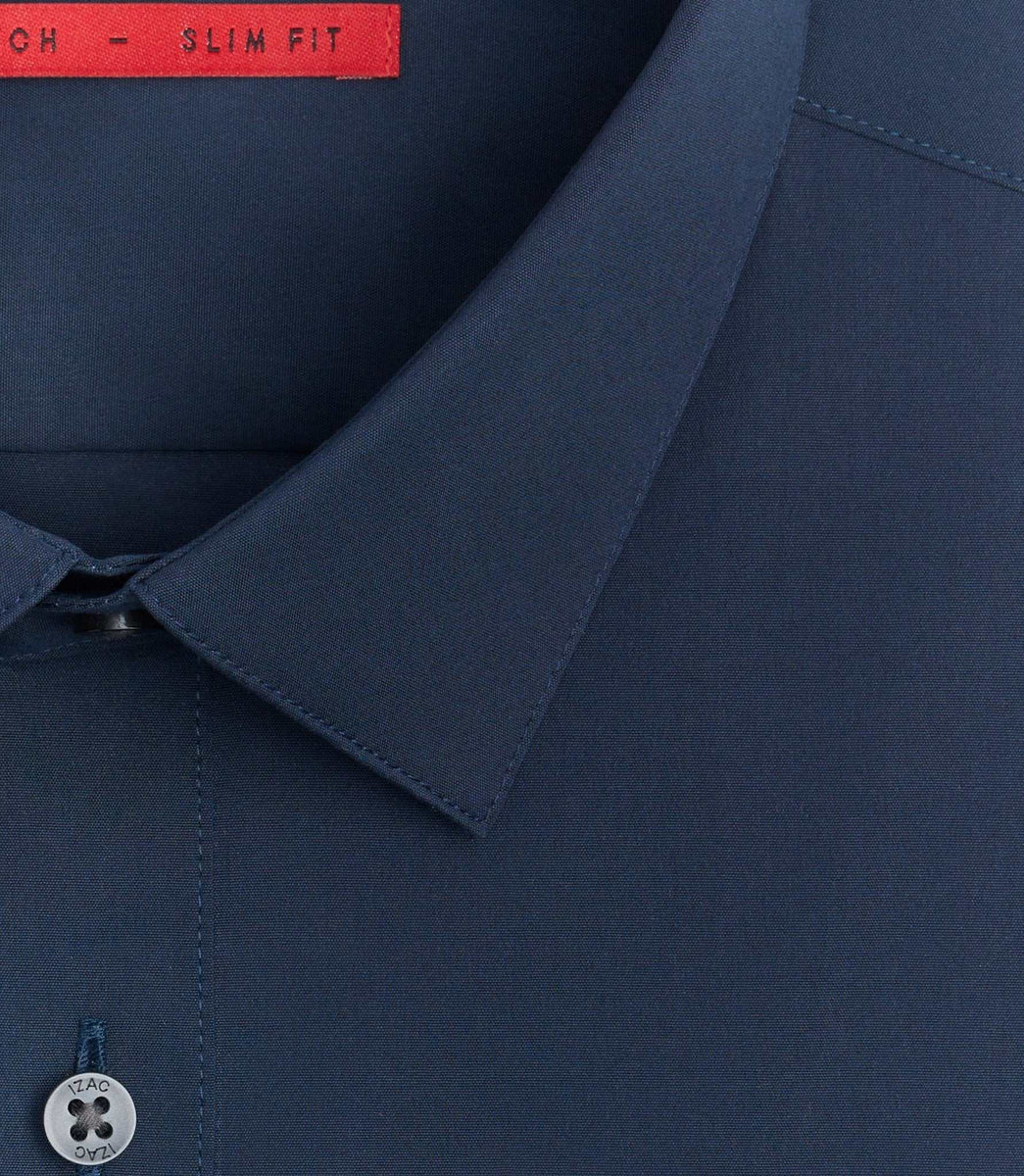 Chemise coton stretch slim marine 