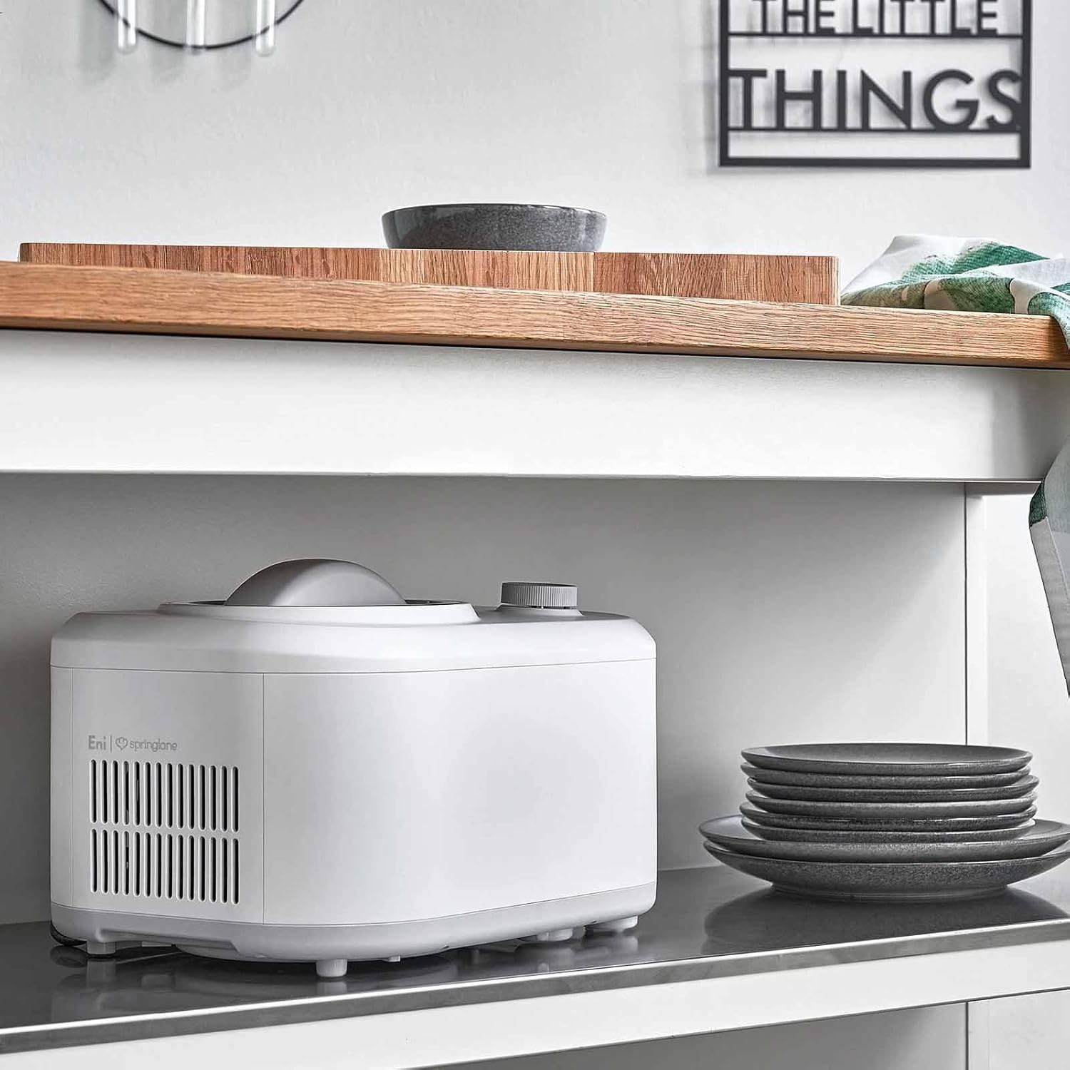 SPRINGLANE Eismaschine Eni 1 L mit selbstkühlendem Kompressor 100 W, Eiscremebereiter mit entnehmbarem Eisbehälter