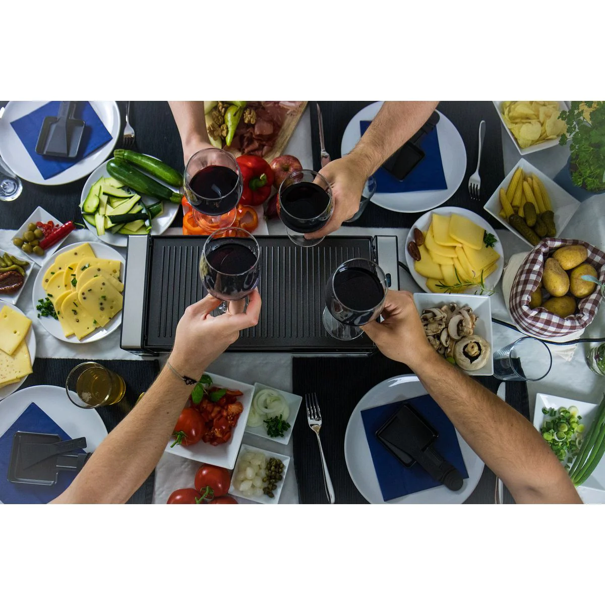 Appareil à raclette gril en fonte pour 8 personnes avec poêlons et spa