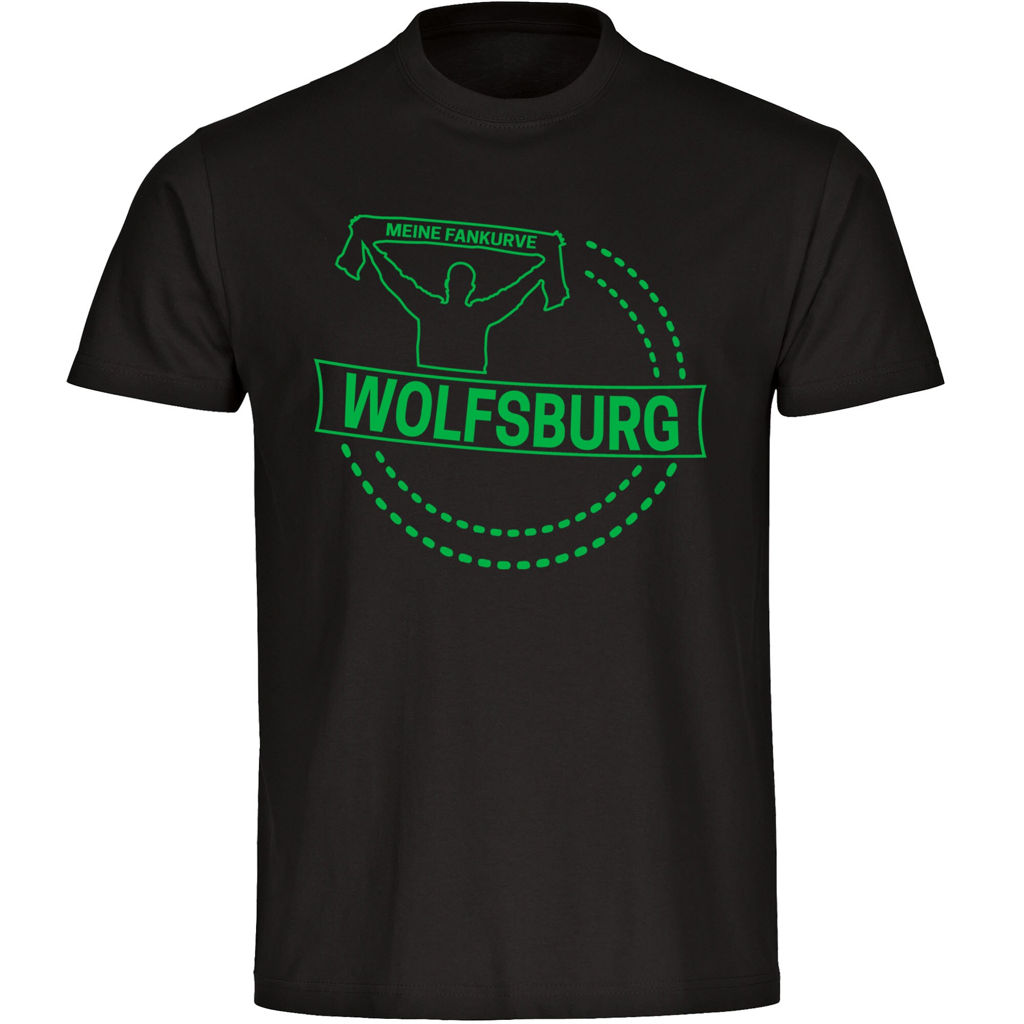 multifanshop® Herren T-Shirt - Wolfsburg - Meine Fankurve - Druck grün