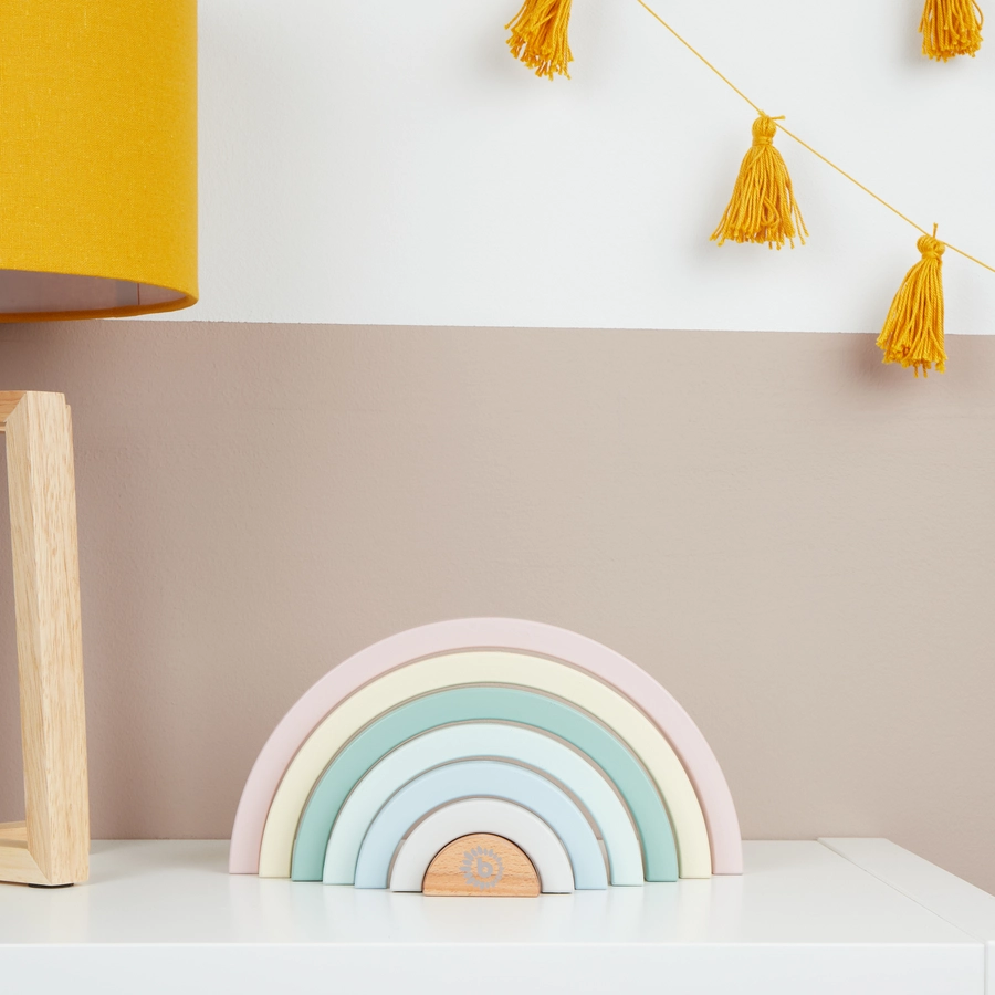 bieco Holz Regenbogen zum Stapeln rosa