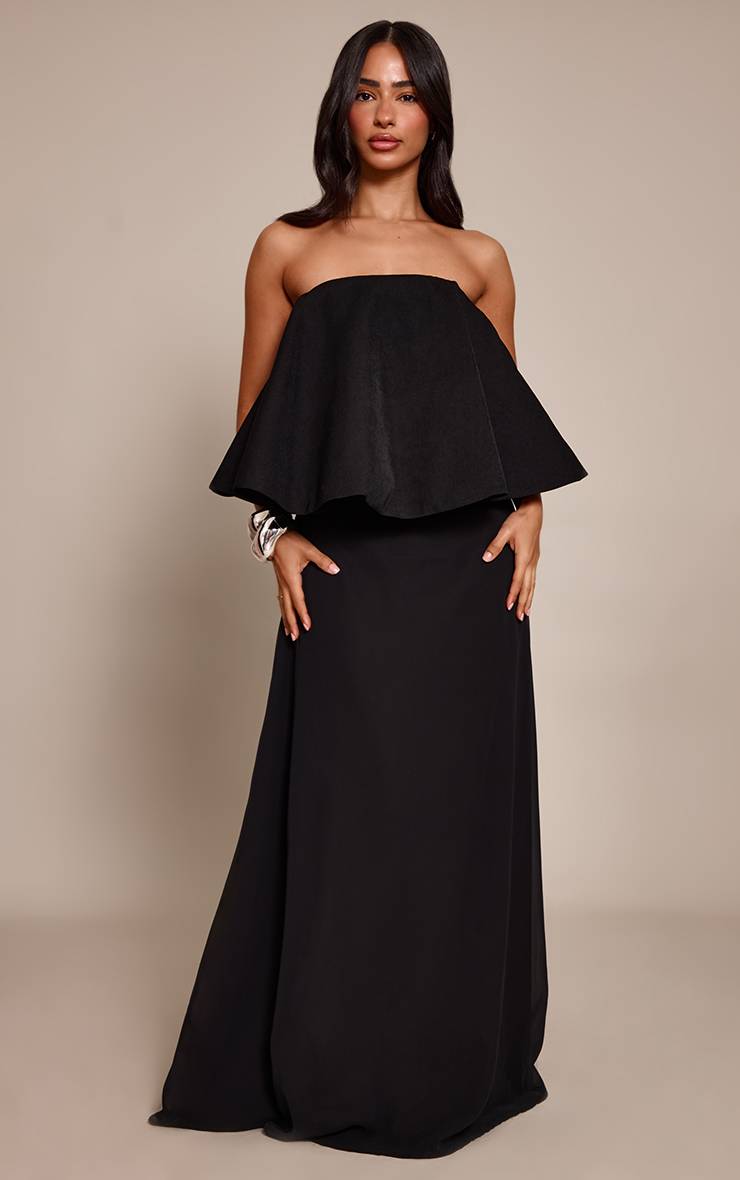 Noir Robe Maxi Bandeau À Détail Volant Petite