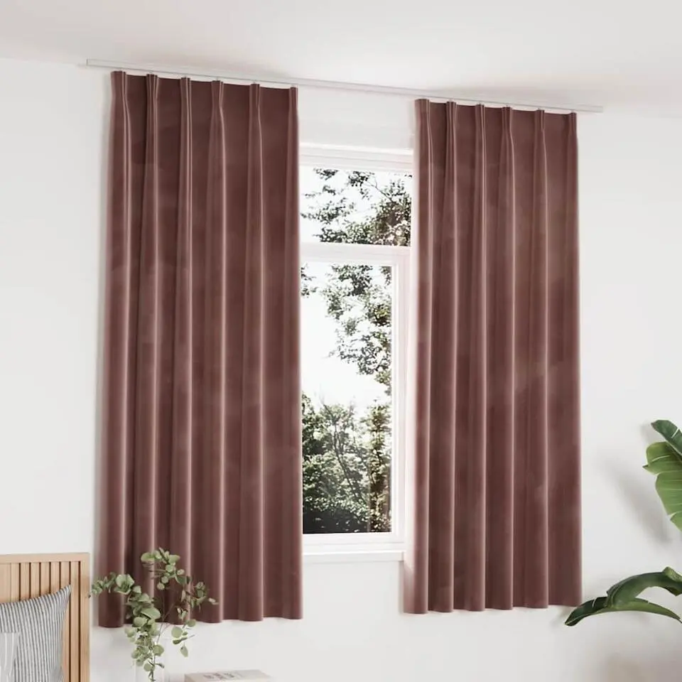 vidaXL - Gordijn - Roze - Fluweel - 140 x 175 cm - 2 stuks