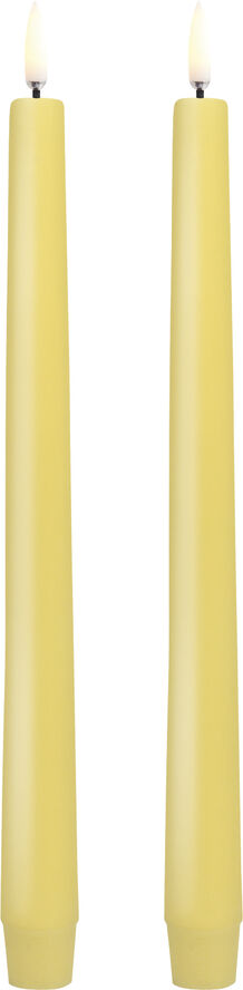 Uyuni LED taper candle, Wheat yellow, smooth, 2-pack, 2,3x25 cm Wheat yellow