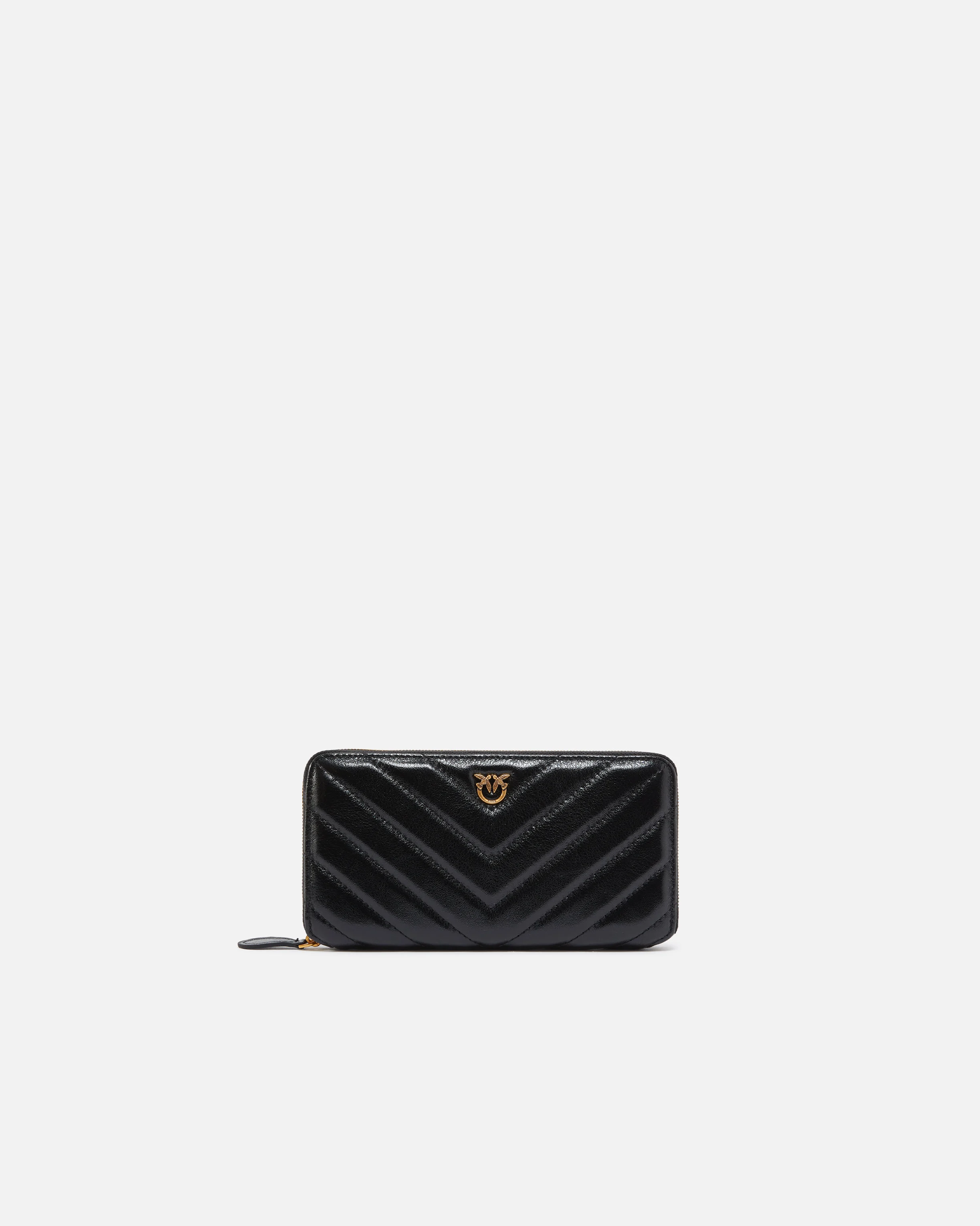 Portefeuille rectangulaire matelassé métallisé | Noir