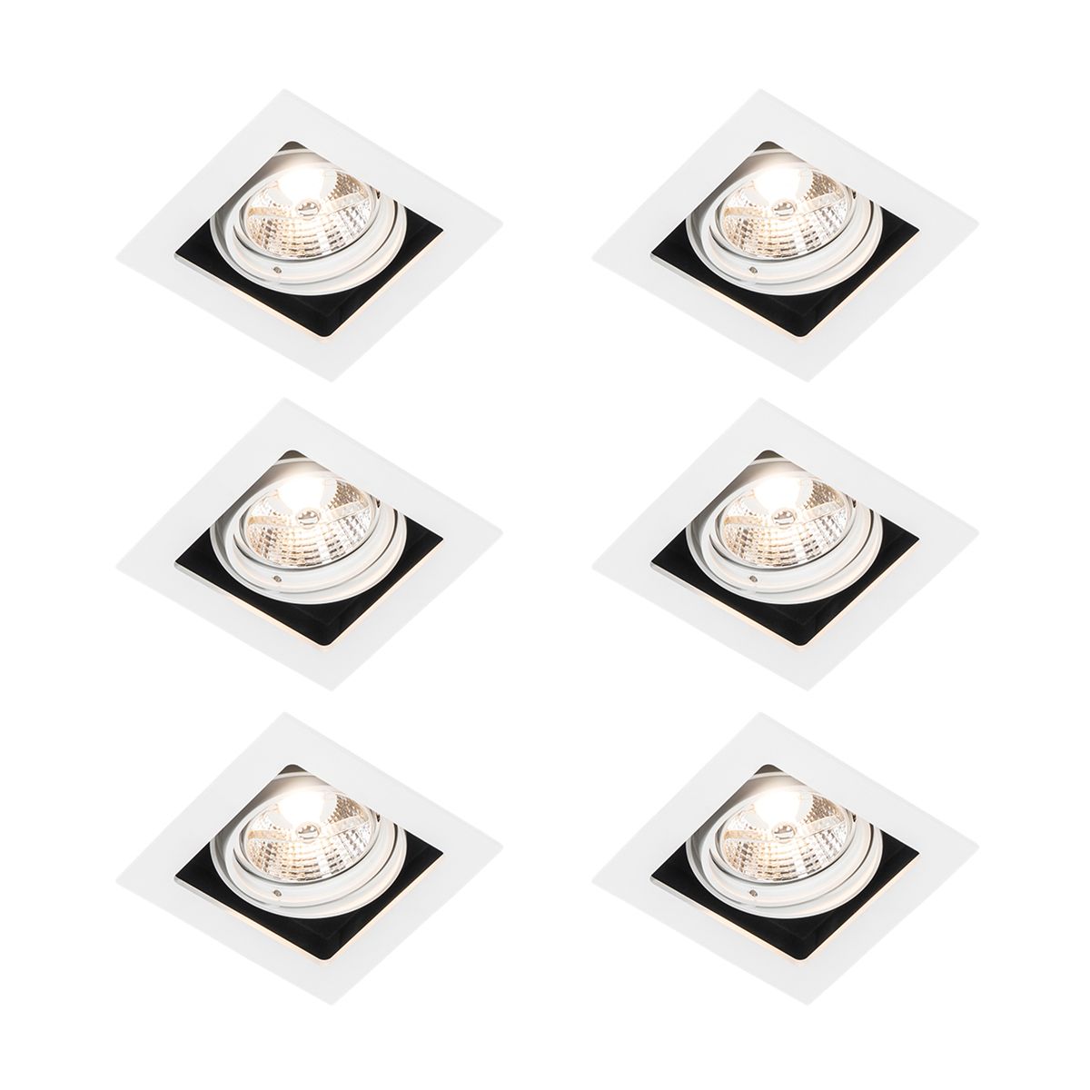 Set van 6 Vierkante inbouwspot wit verstelbaar - Artemis 70