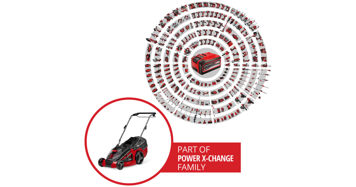 EINHELLAccu grasmaaier GE-CM 43 Li M Kit  (Rood/zwart, Accu inbegrepen)