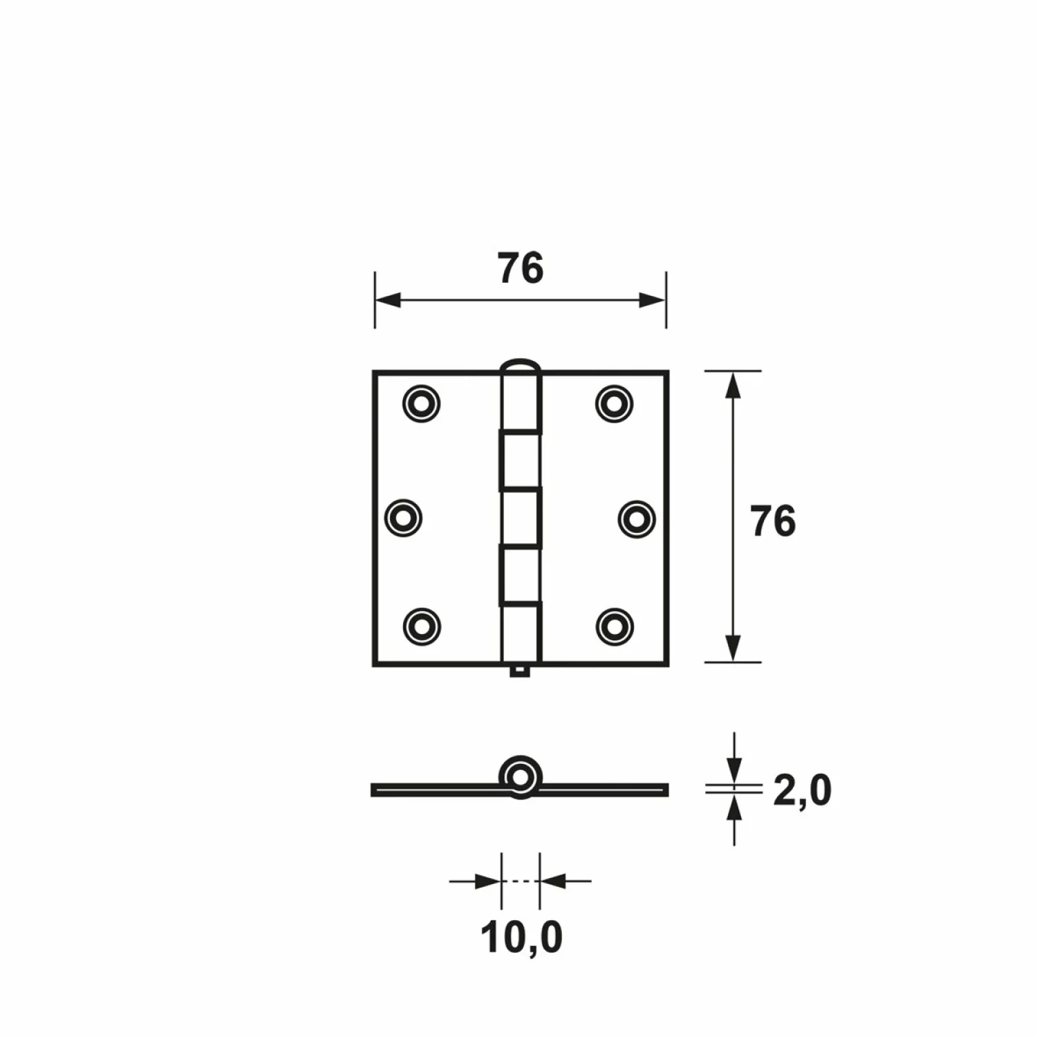 AXA 1103-24-23/E Scharnier - topcoat - 76 x 76 x 2mm