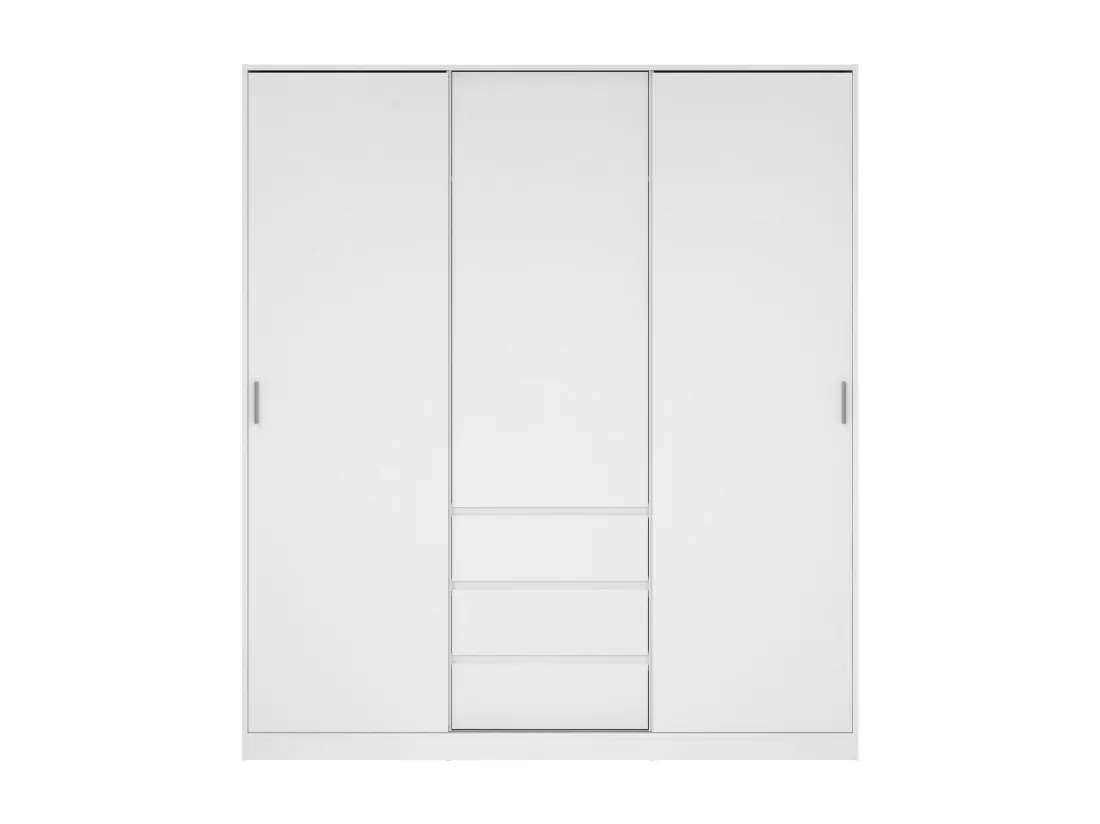 Garde-robe 3 portes Dveretou, Meubles de chambre, Penderie de plain-pied, Placard à vêtements, 177x60 h200 cm, Blanc
