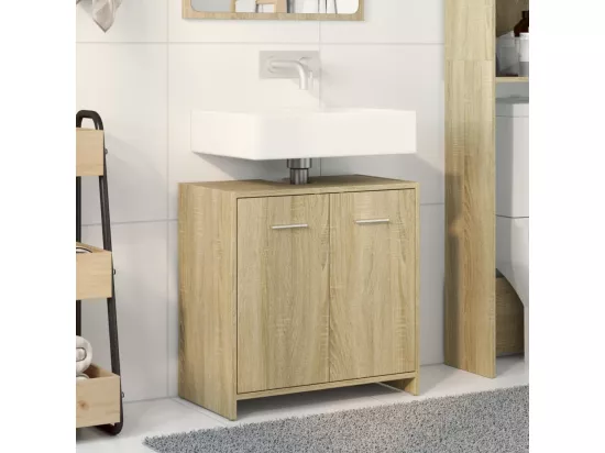 Armoire lavabo de salle de bain chêne sonoma 60x33x60 cm
