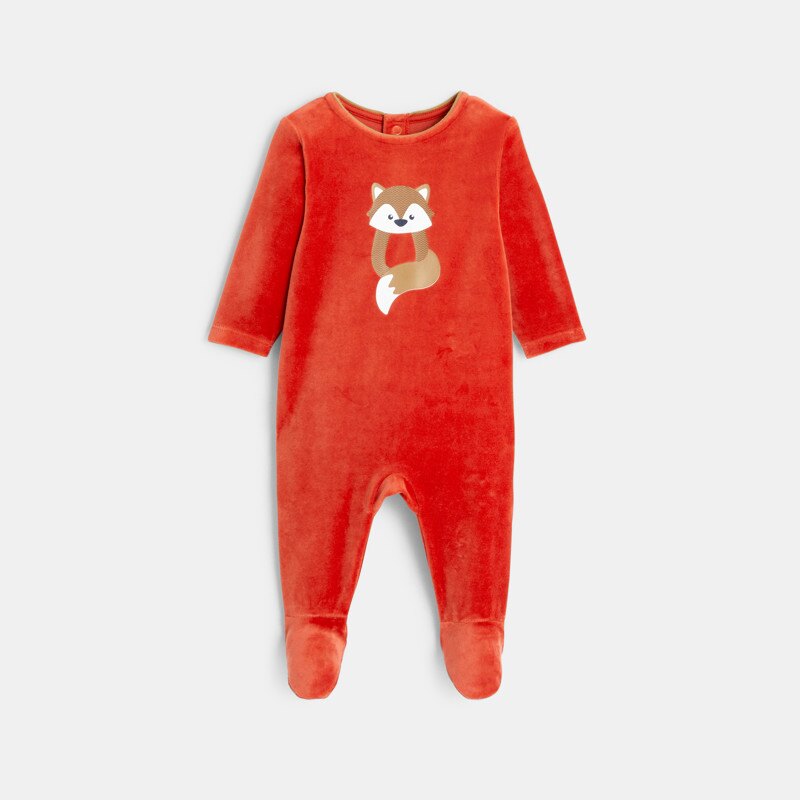 Dors-bien velours renard orange bébé garçon Orange