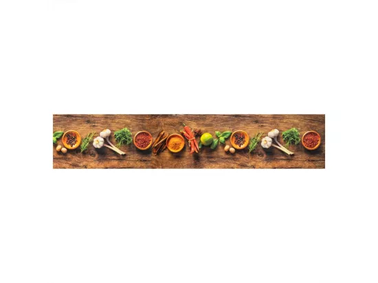 Tapis de cuisine lavable impression d'épices 60x300 cm velours