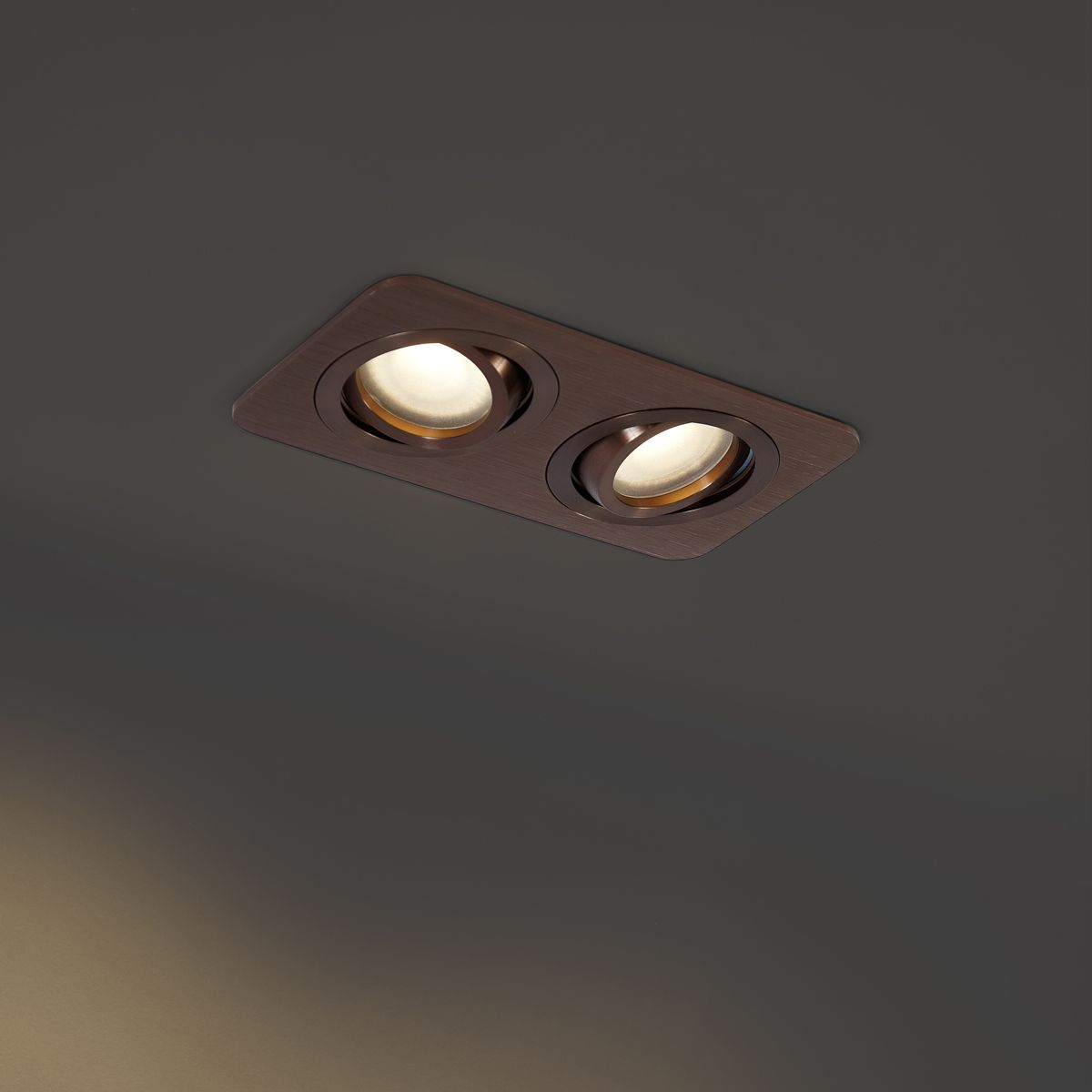 Set van 6 afgeronde inbouwspots donkerbrons GU10 50mm draai- en kantelbaar IP44 2-lichts - Alberto