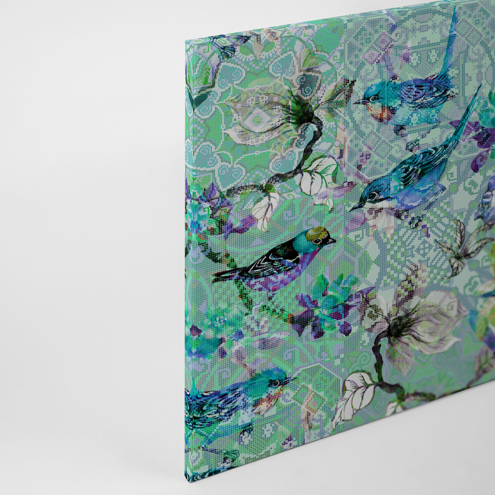 LeinwandbildBUNTE VÖGEL - blau-lila - 90x60 cm