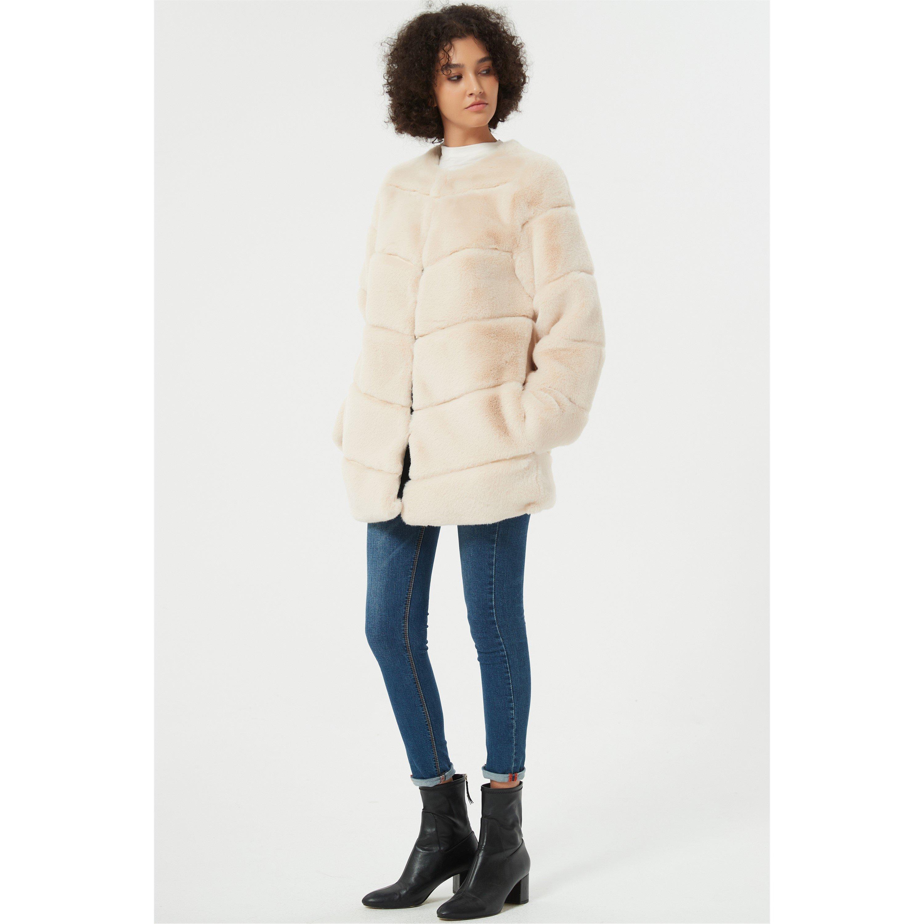 Be You B Faux Fur Panel Coat