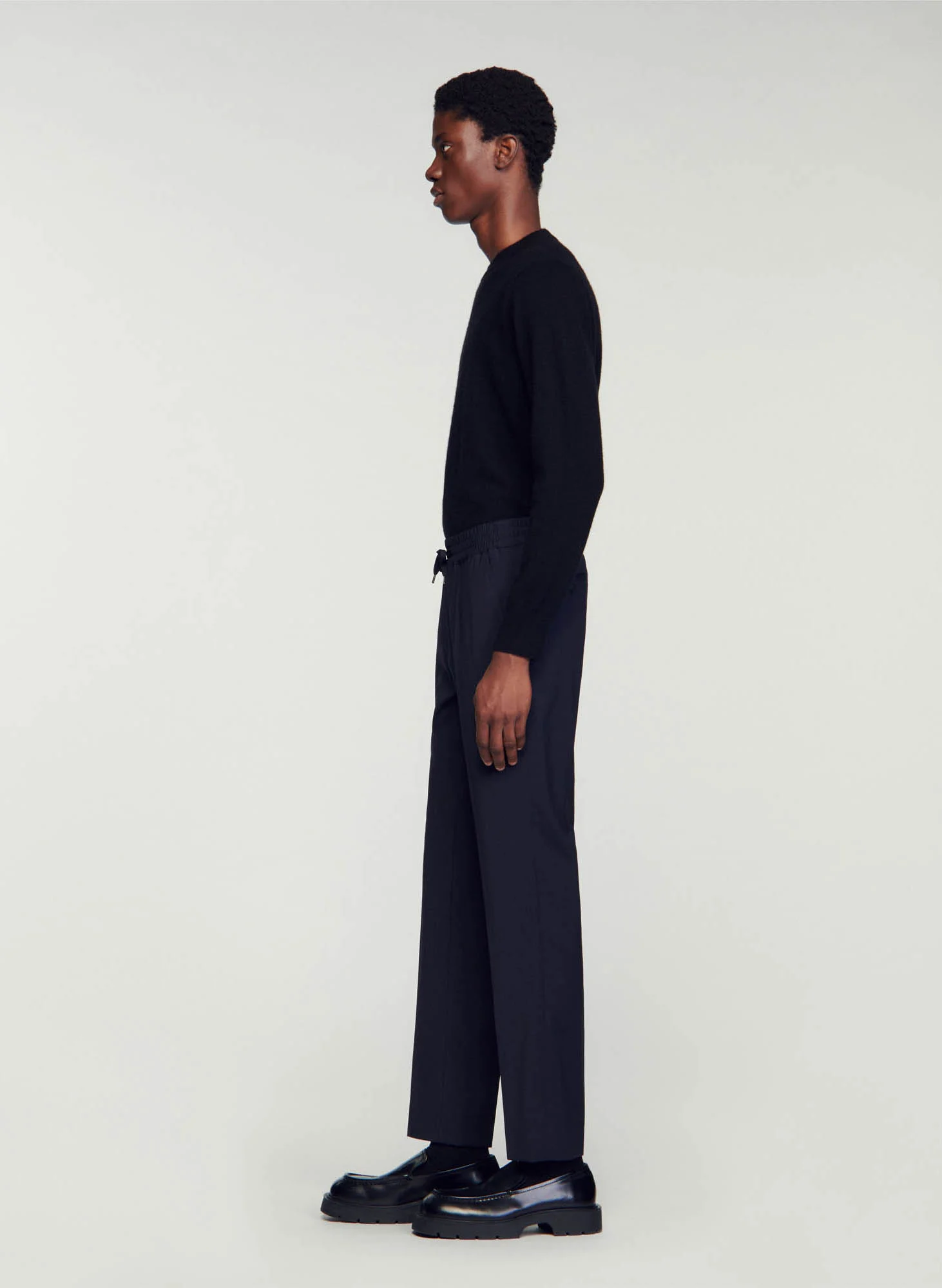 Pantalon droit élastiqué | Bleu