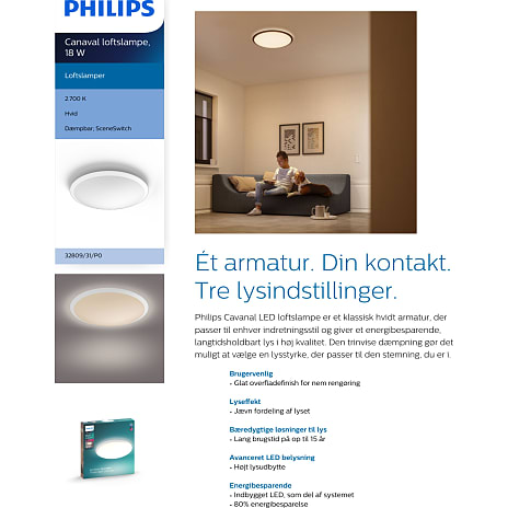 Philips Cavanal loftslampe - hvid