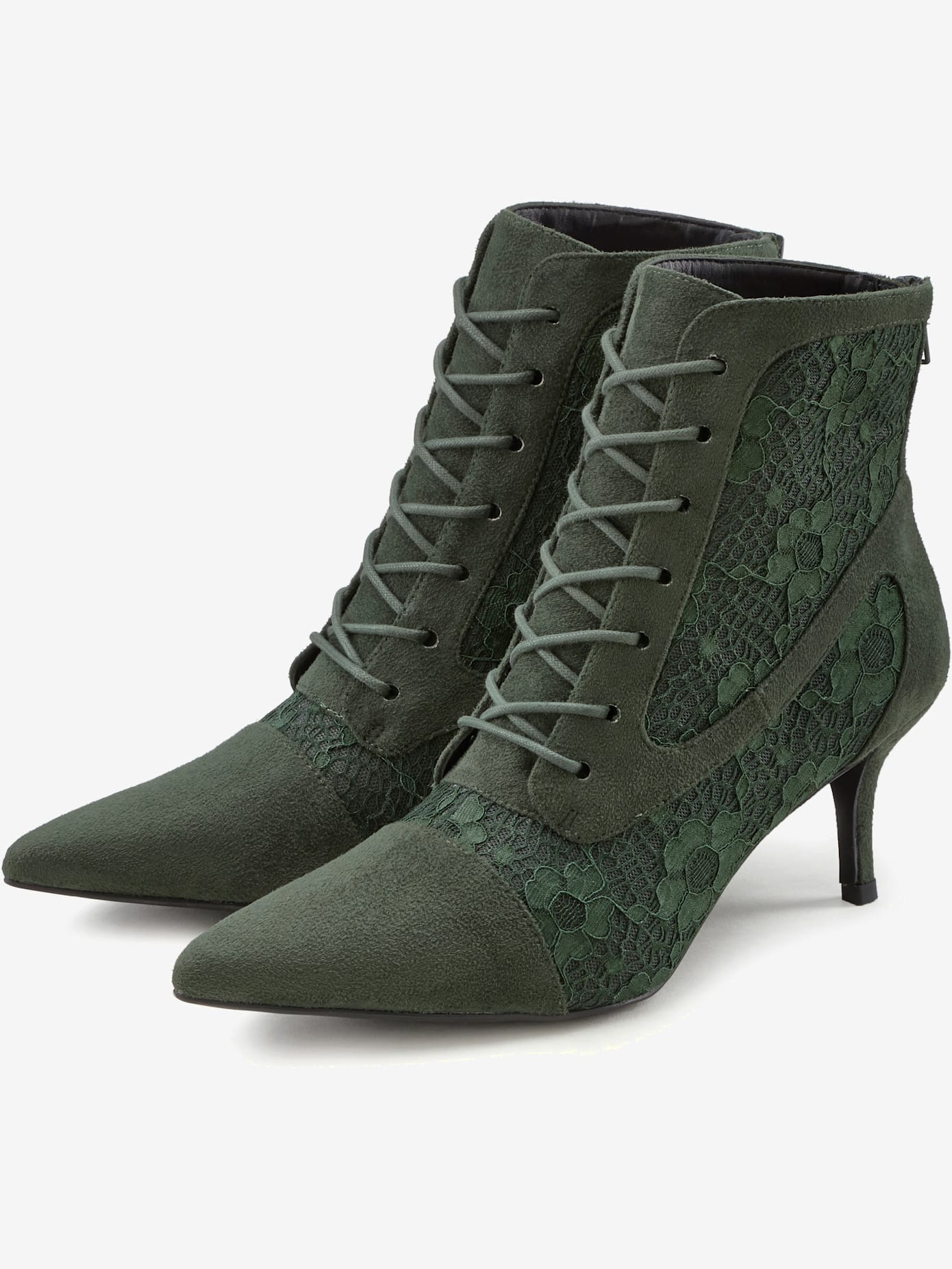 Bottines à lacets détails en dentelle tendance
