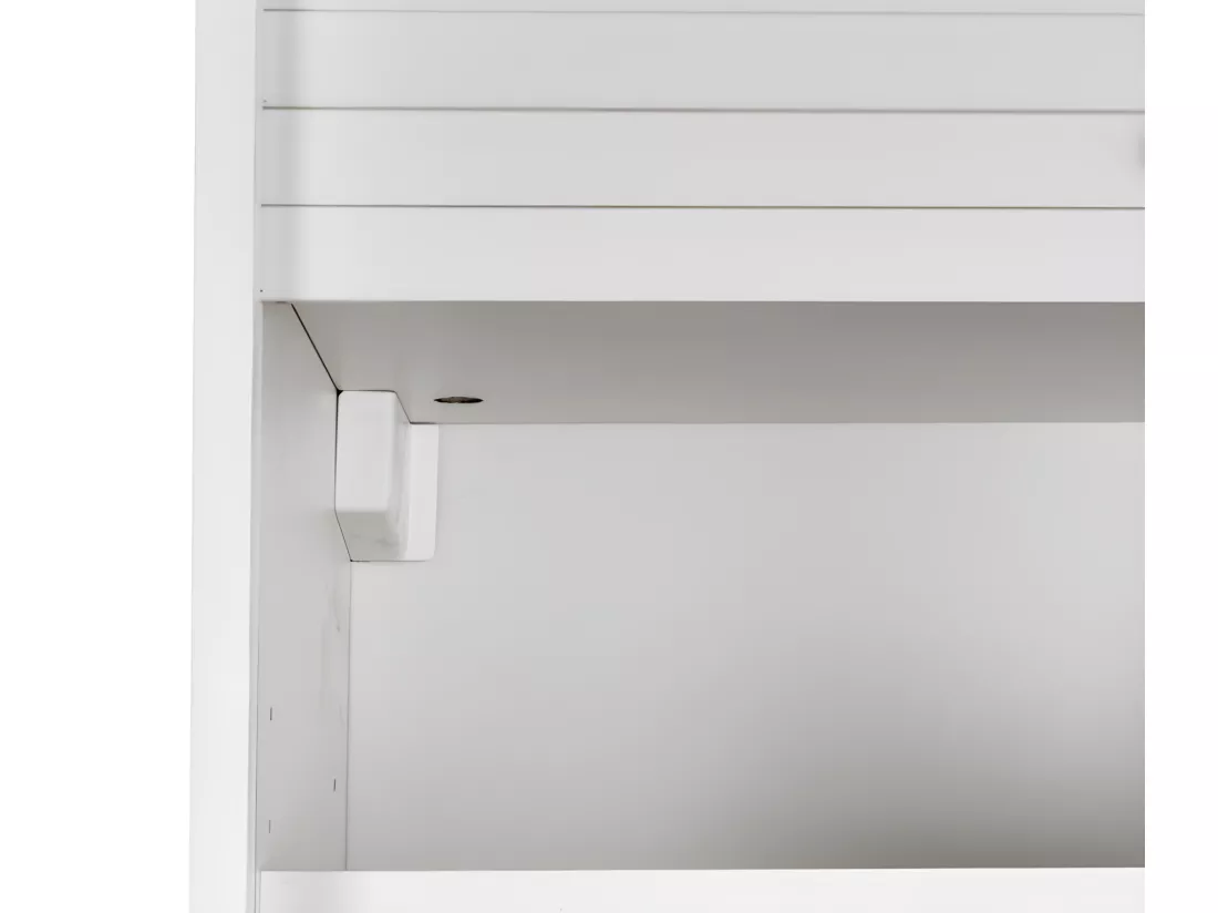 Meuble Cuisine Blanc Rideau Noir Chêne ou Alu 4 Niches L 60 H 72 P 35 cm - Coloris: Aluminium