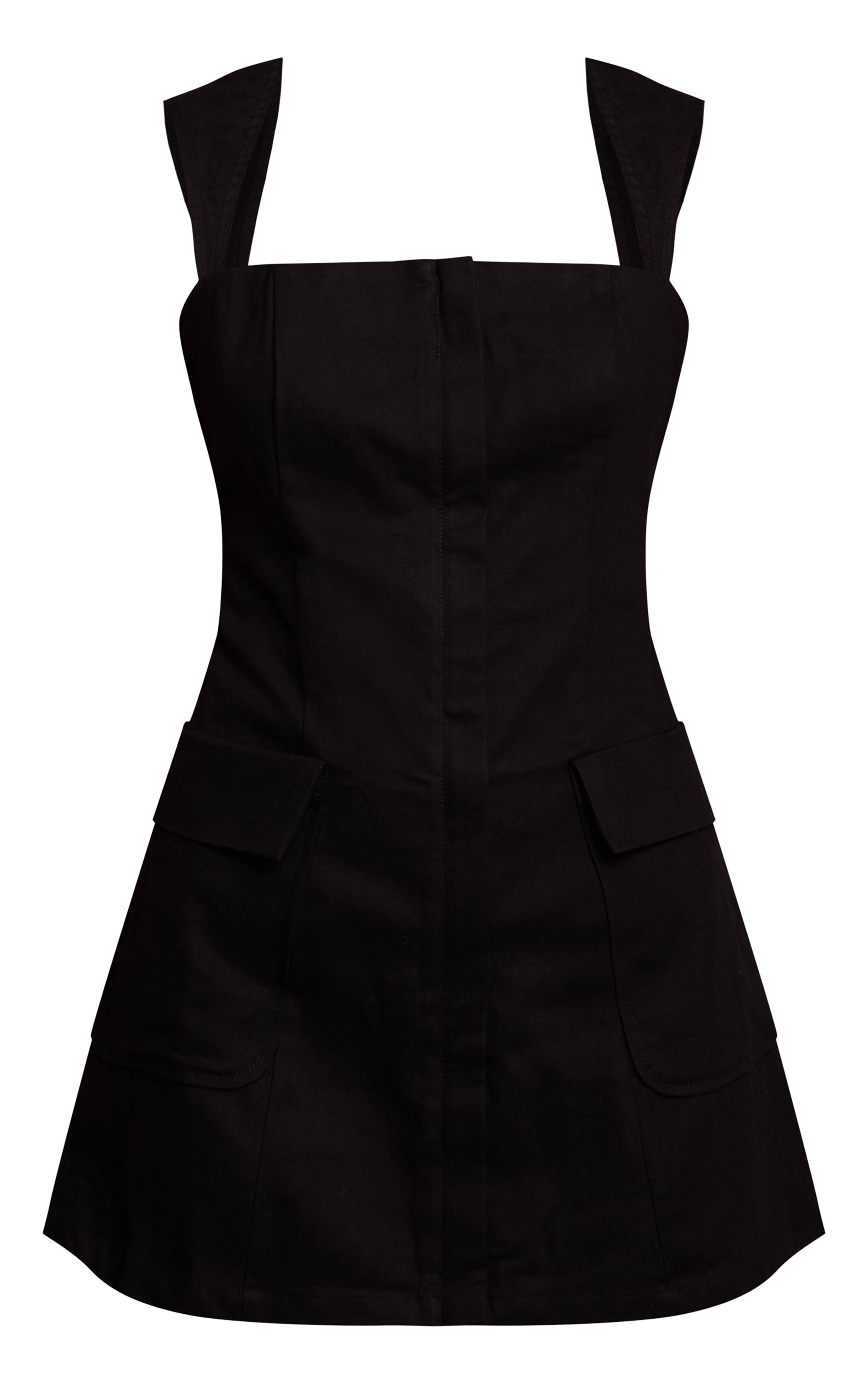 Noir Robe Moulante À Détails Poches Et Fermeture Éclair