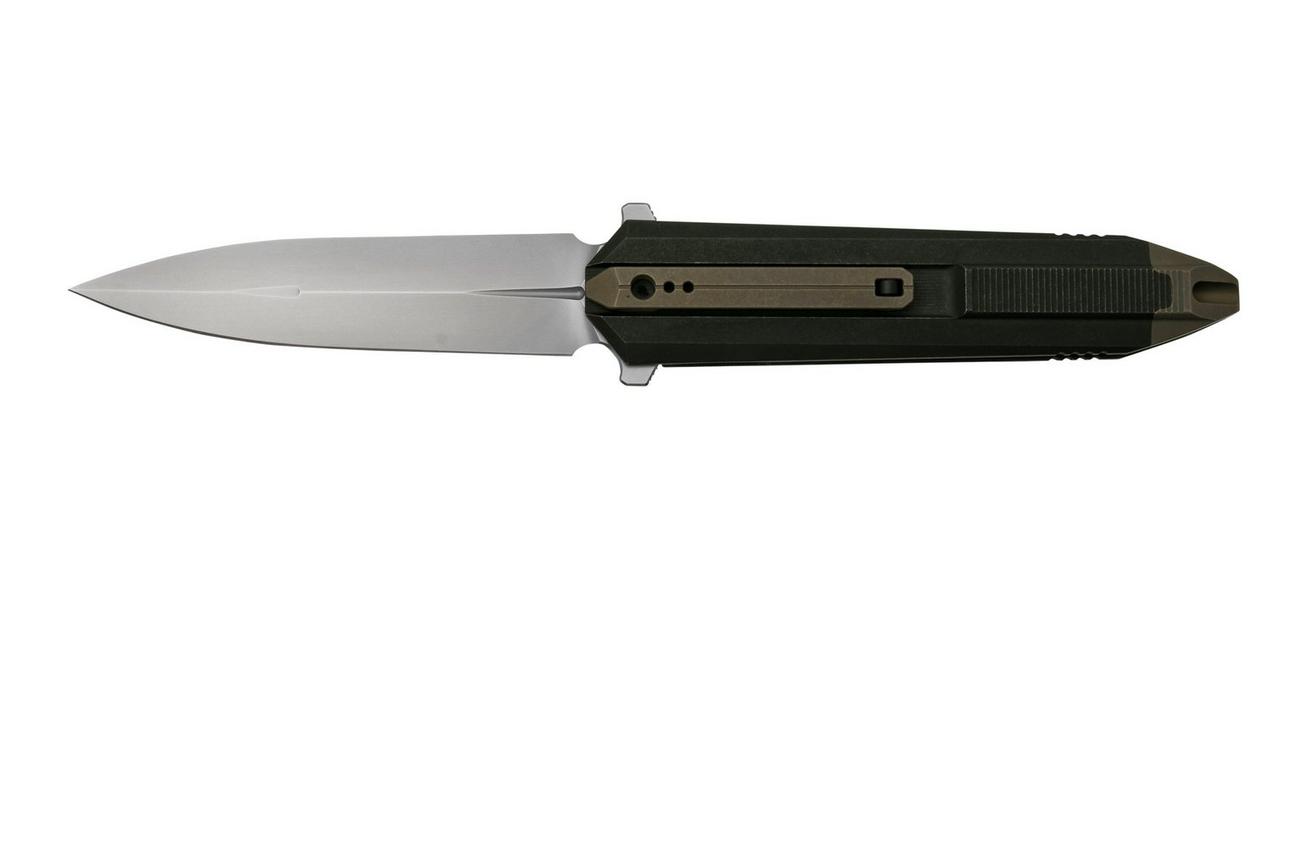 WE Knife Diatomic WE22032-3 Black Titanium Bronze Accents, Bead Blasted Single Edge zakmes