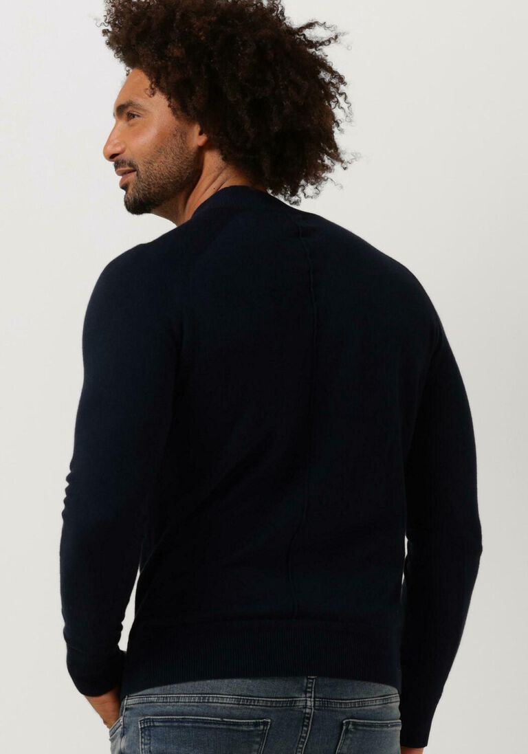 DSTREZZED donkerblauwe dstrezzed trui mock neck soft cotton melange