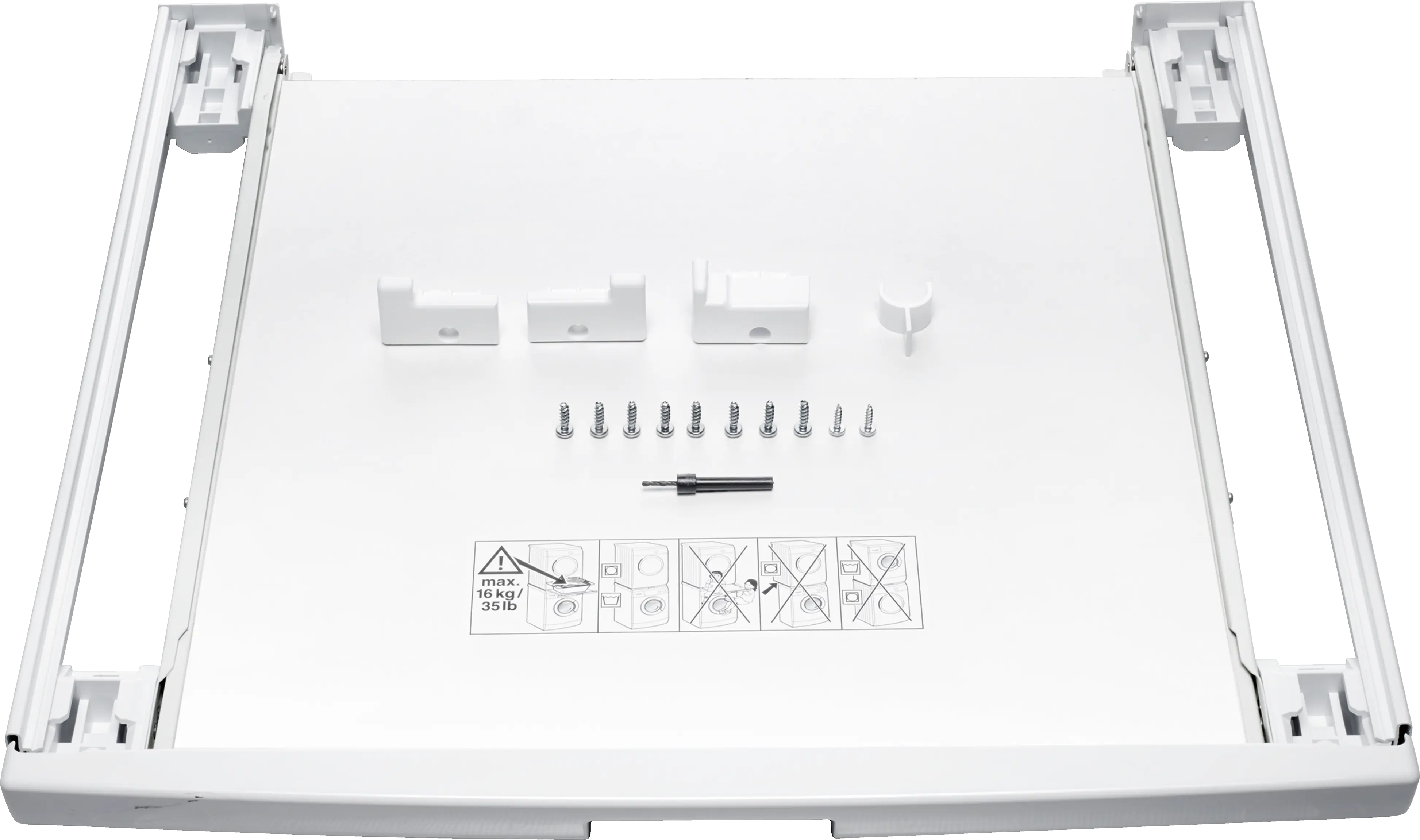 Verbindingsset voor droger en wasmachine, met uitschuifbaar plateau WTZ11400 • 00574010