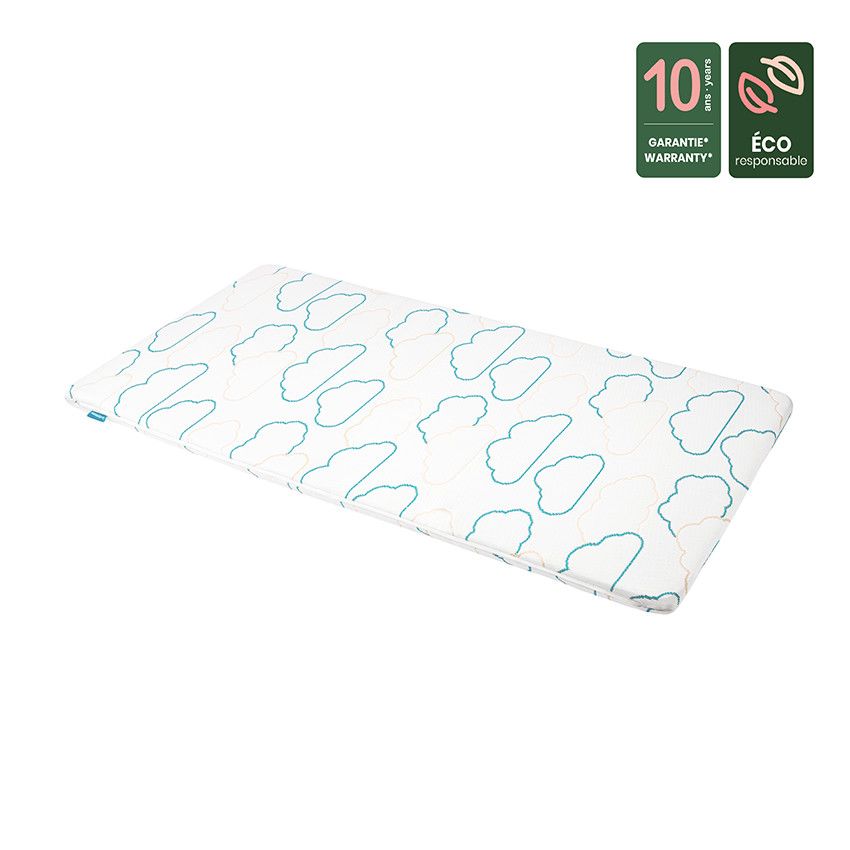 Matelas de voyage Cosy'Lite Nomad 60x120 cm imprimé nuages - Ecru