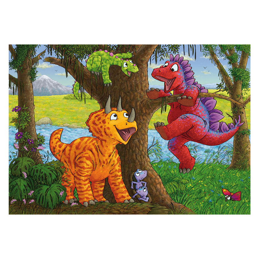 Legpuzzel Spelende Dino's, 2x24st.