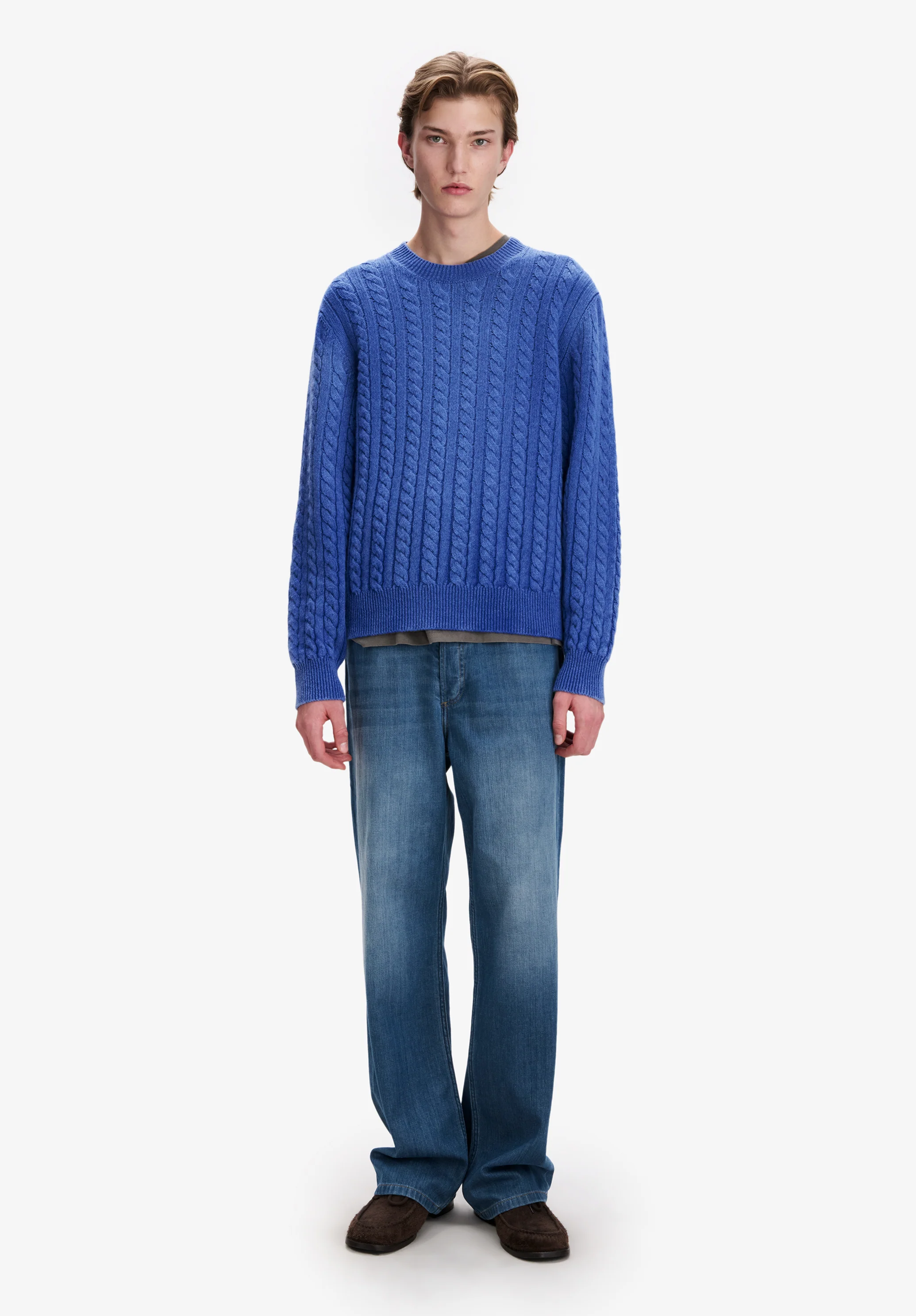 Pull bleu ample à torsades - Bleu